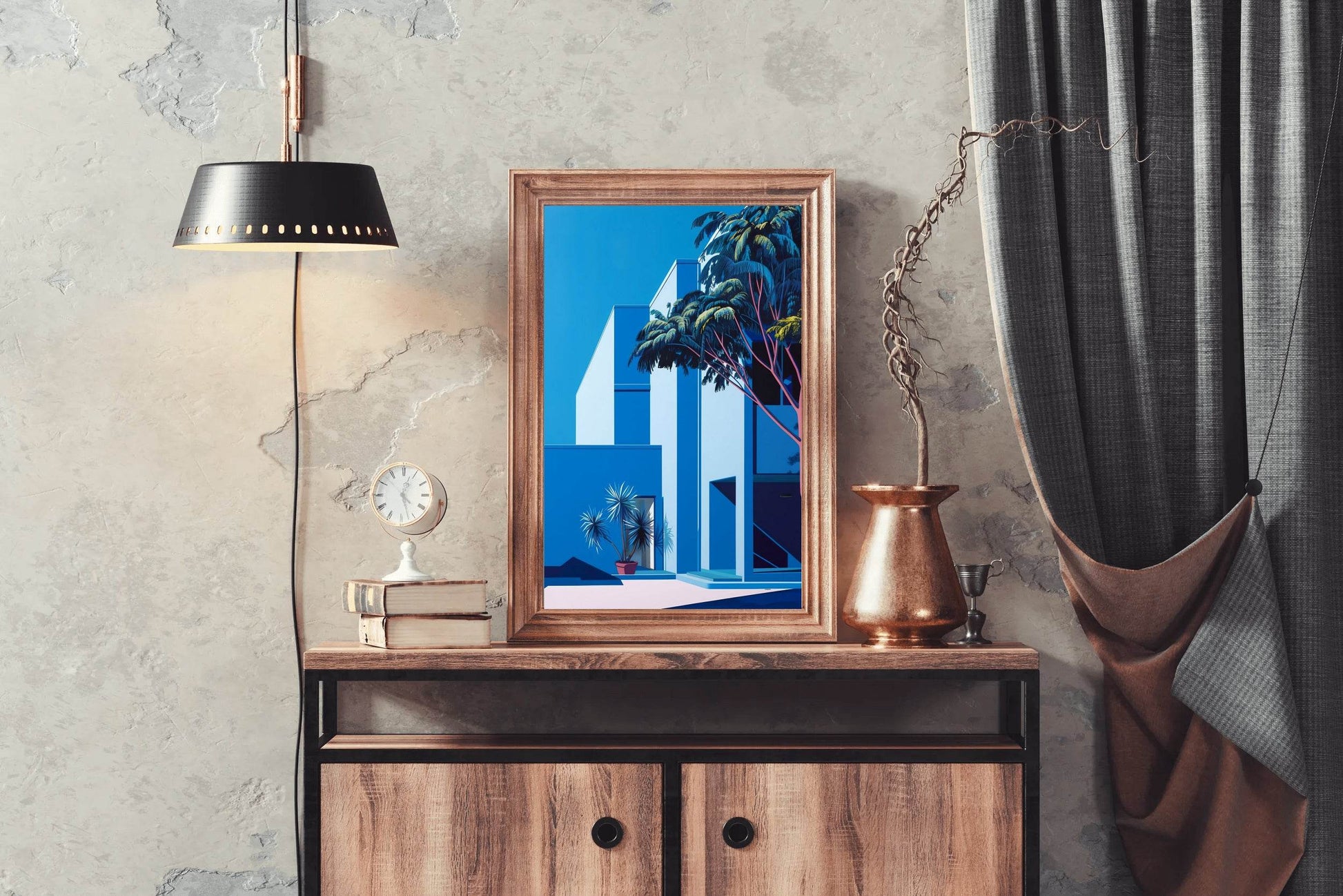 3D Geometric Getaway- Blue Home Modern Art - beink online art store