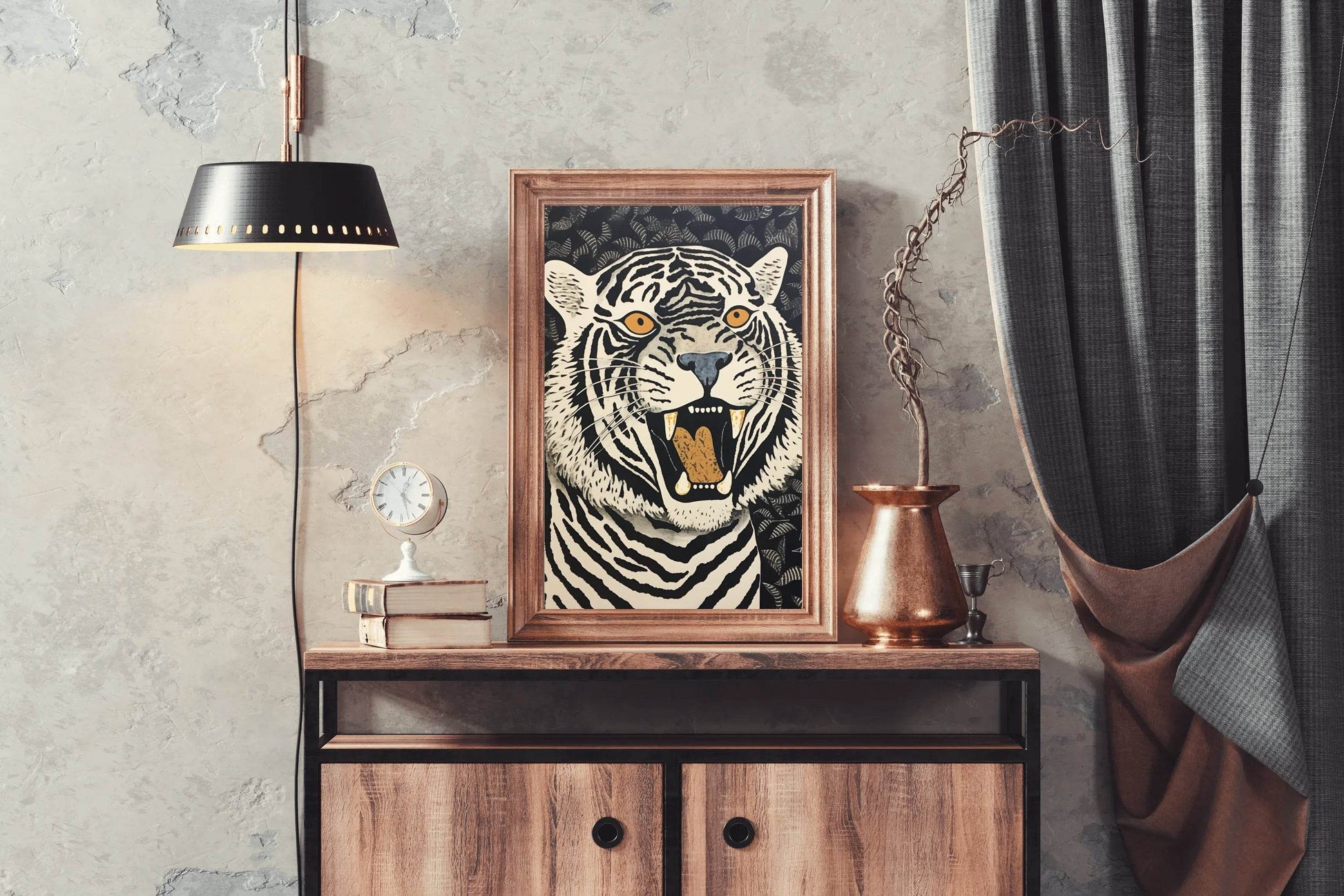 Painting of Tiger Block Print Wall Art - beink online art store