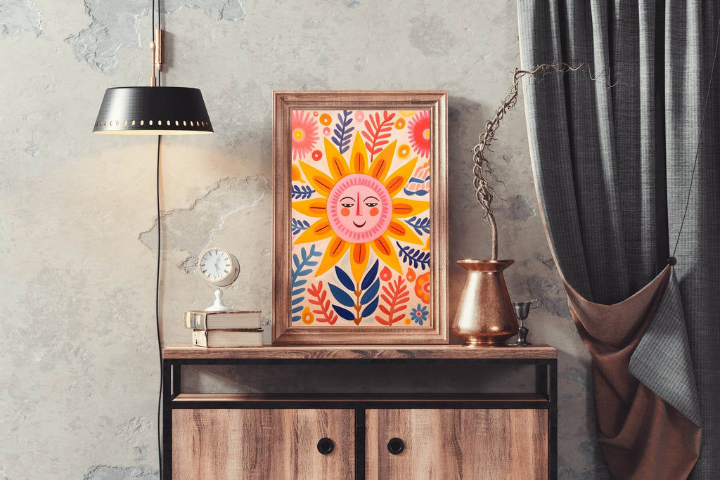 Drawing of Smiling Sun Wall Art - beink online art store