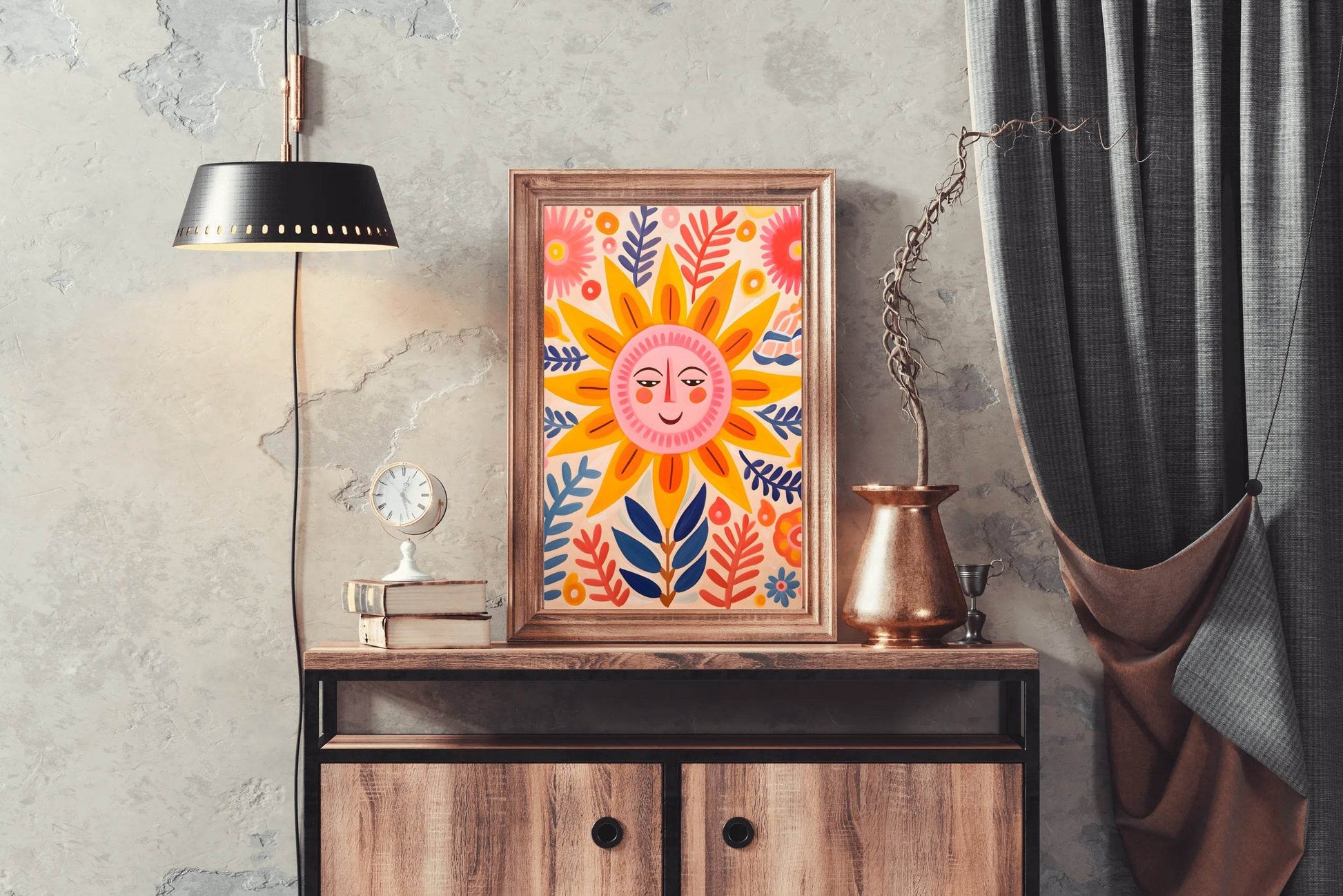 Drawing of Smiling Sun Wall Art - beink online art store