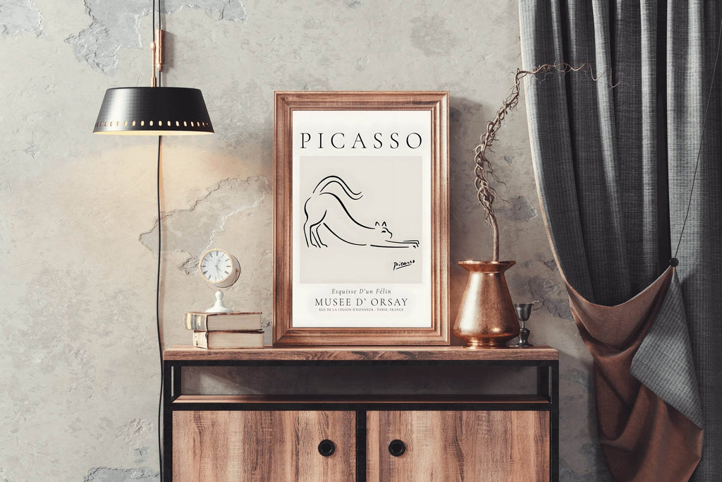 Picasso Animal Cat Line Drawing Wall Art - beink online art store