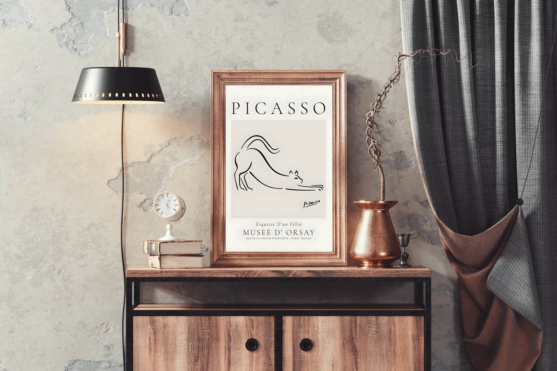 Picasso Animal Cat Line Drawing Wall Art - beink online art store