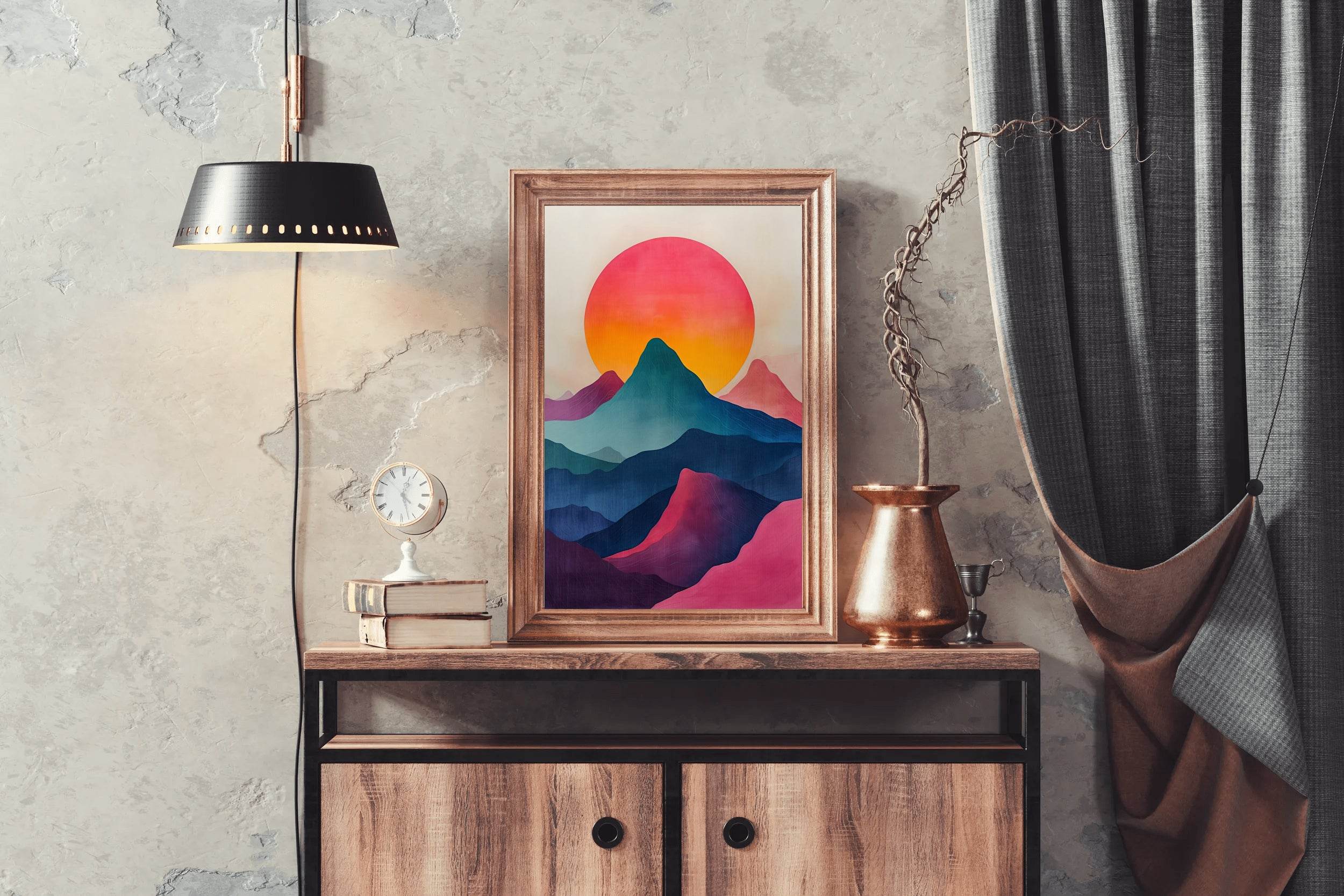 Oil Paint Rainbow Hills Modern Wall Art - beink online art store