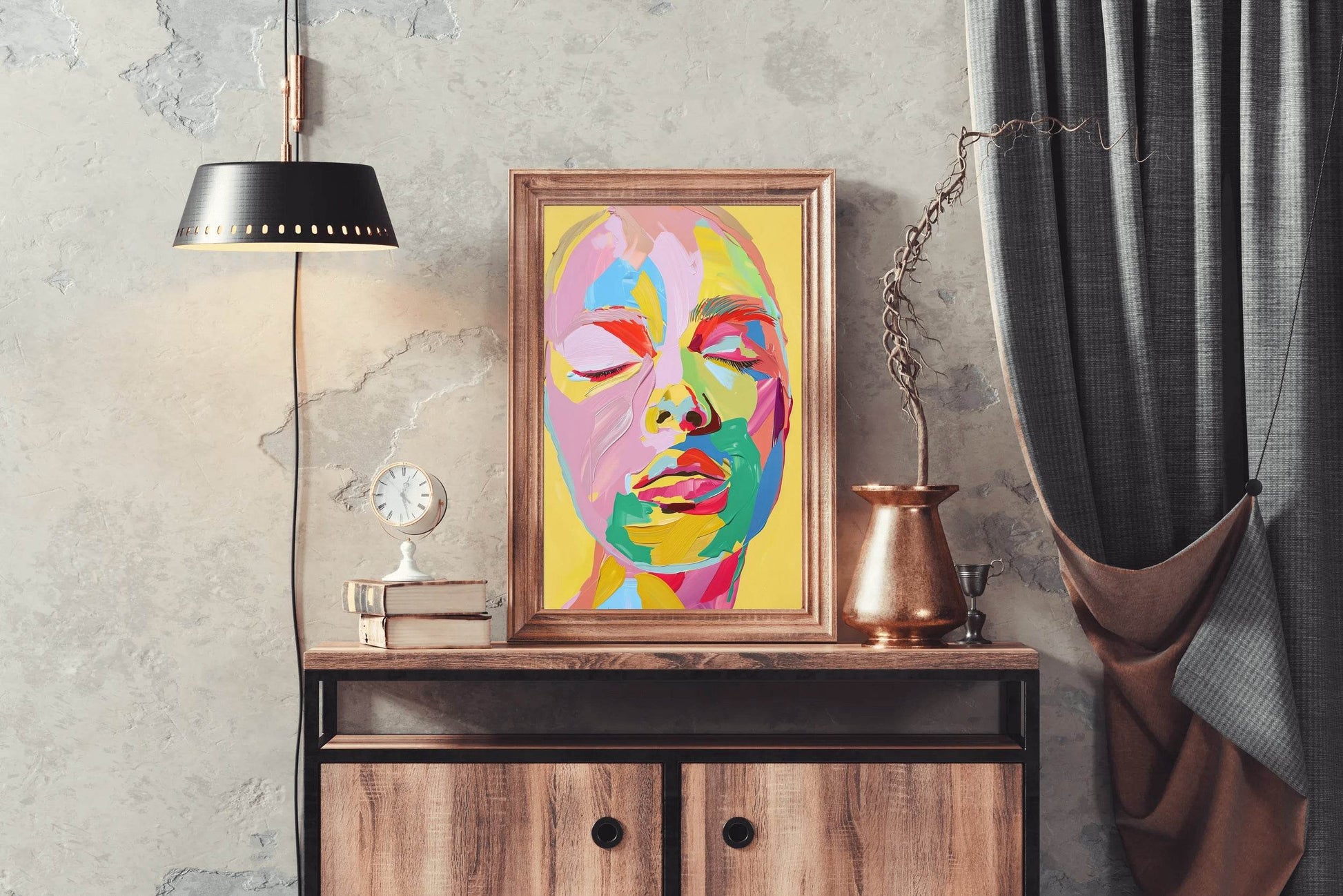Colorful Face Painting Of Woman Wall Art - beink online art store