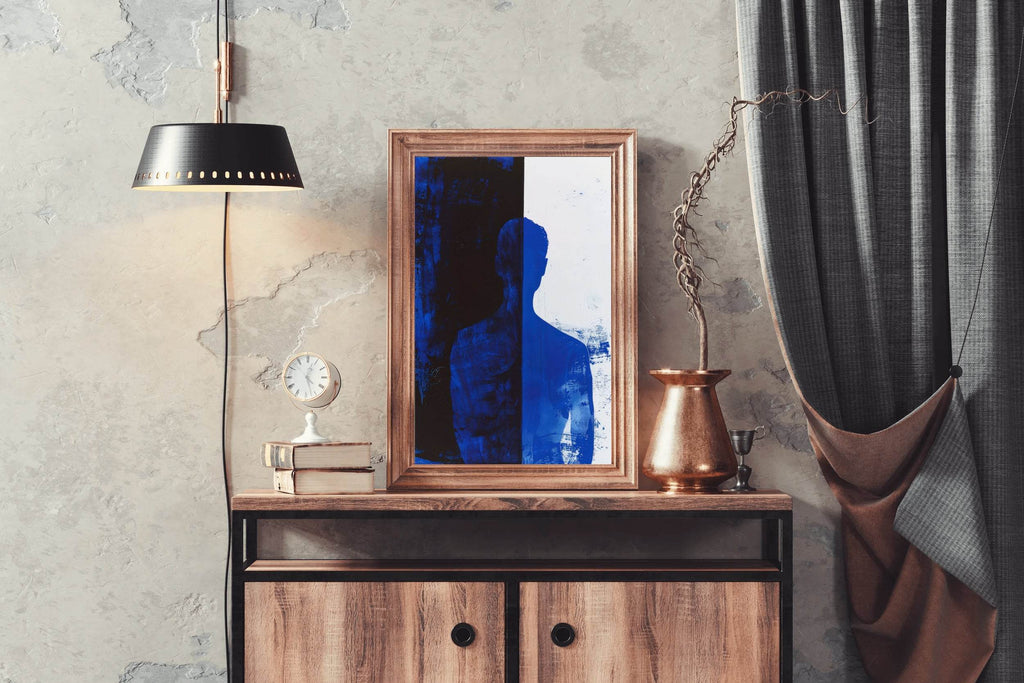 Light Blue Shade Oil Painting Wall Art - beink online art store