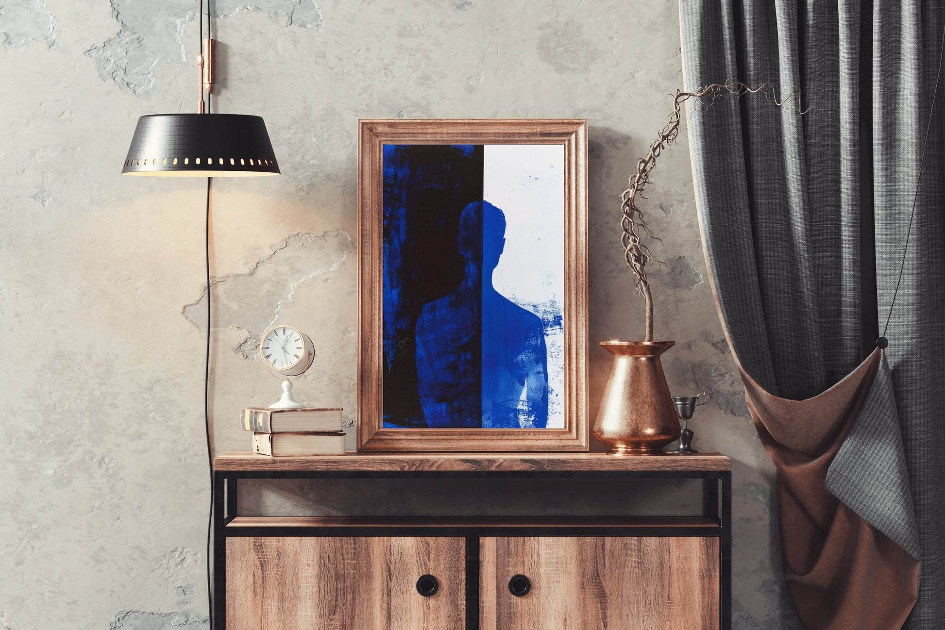 Light Blue Shade Oil Painting Wall Art - beink online art store