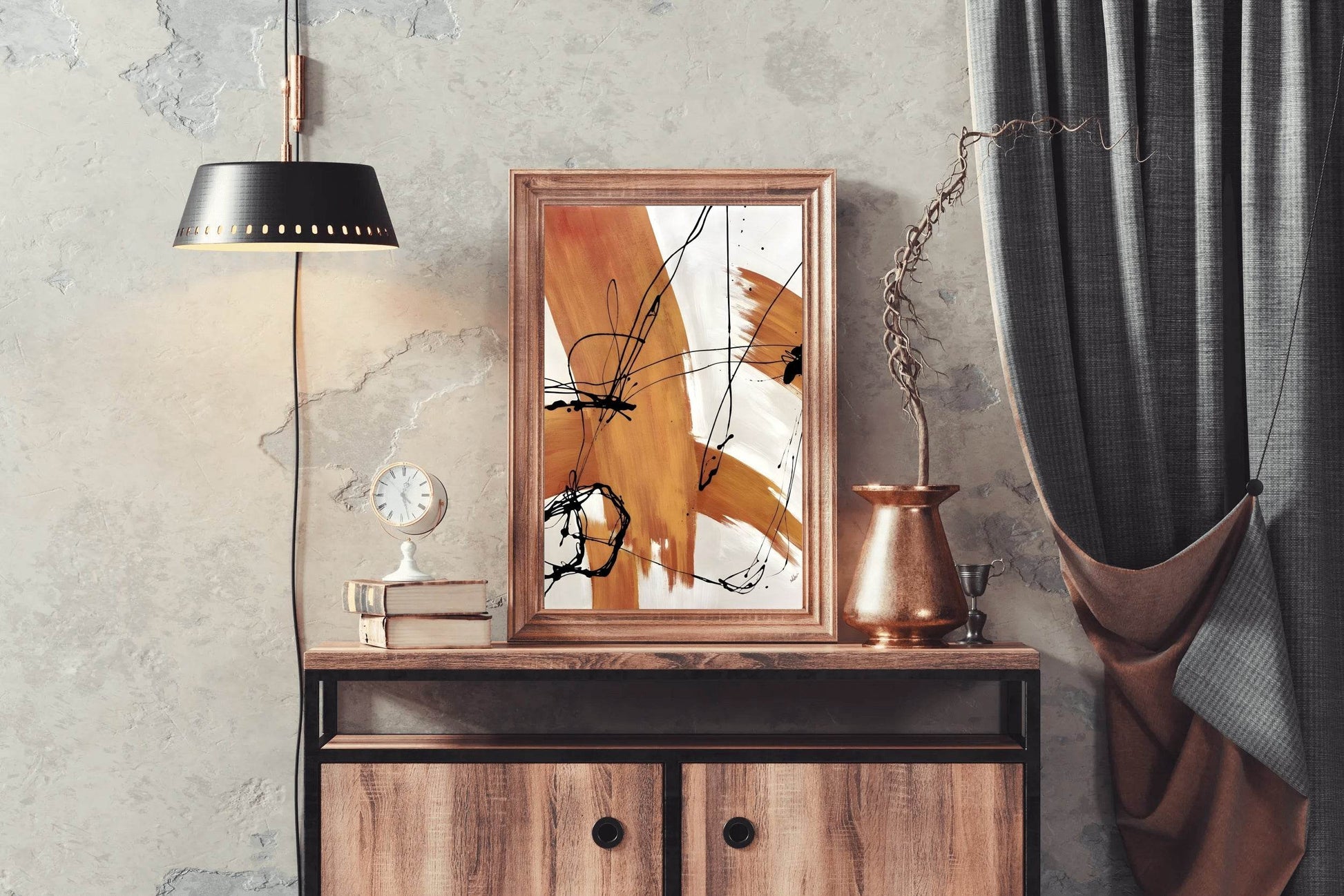 Brown Brush Strokes Modern Wall Art - beink online art store