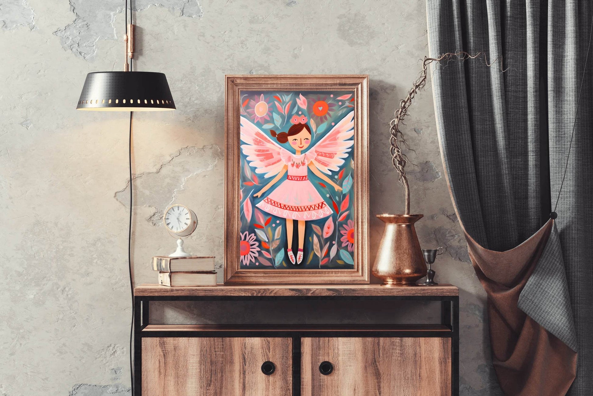 Watercolor Illustration of Dancing Girl In Pink Dress - beink online art store
