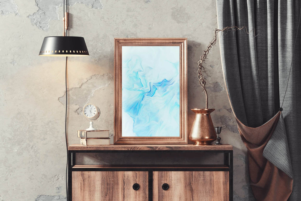 Cyan Color Oil Spread Abstract Wall Art - beink online art store