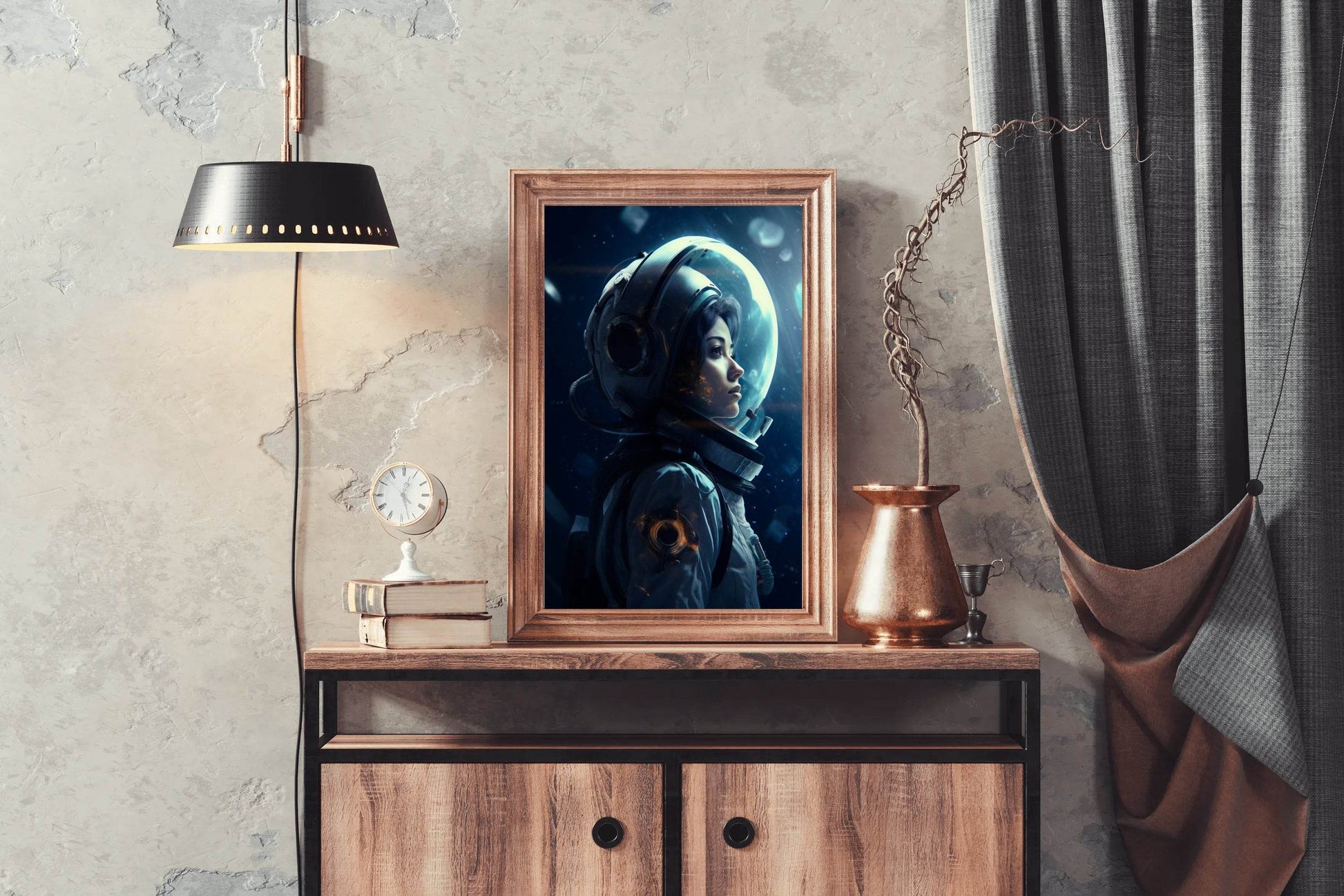 Female Astronaut portrait from side Wall Art - beink online art store
