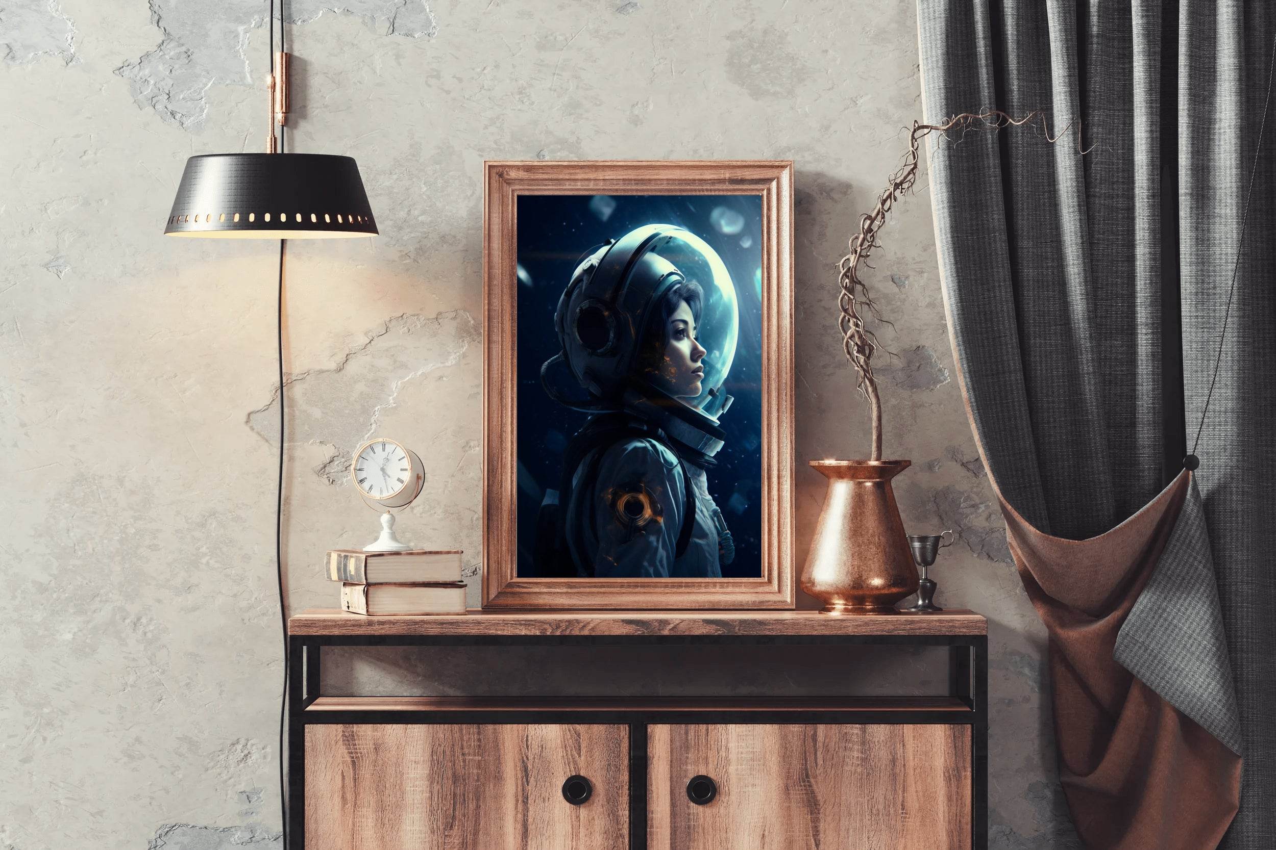 Female Astronaut portrait from side Wall Art - beink online art store