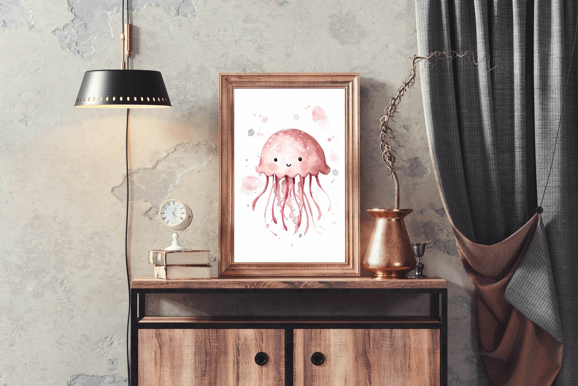 Pink Color Painting of an Octopus - beink online art store