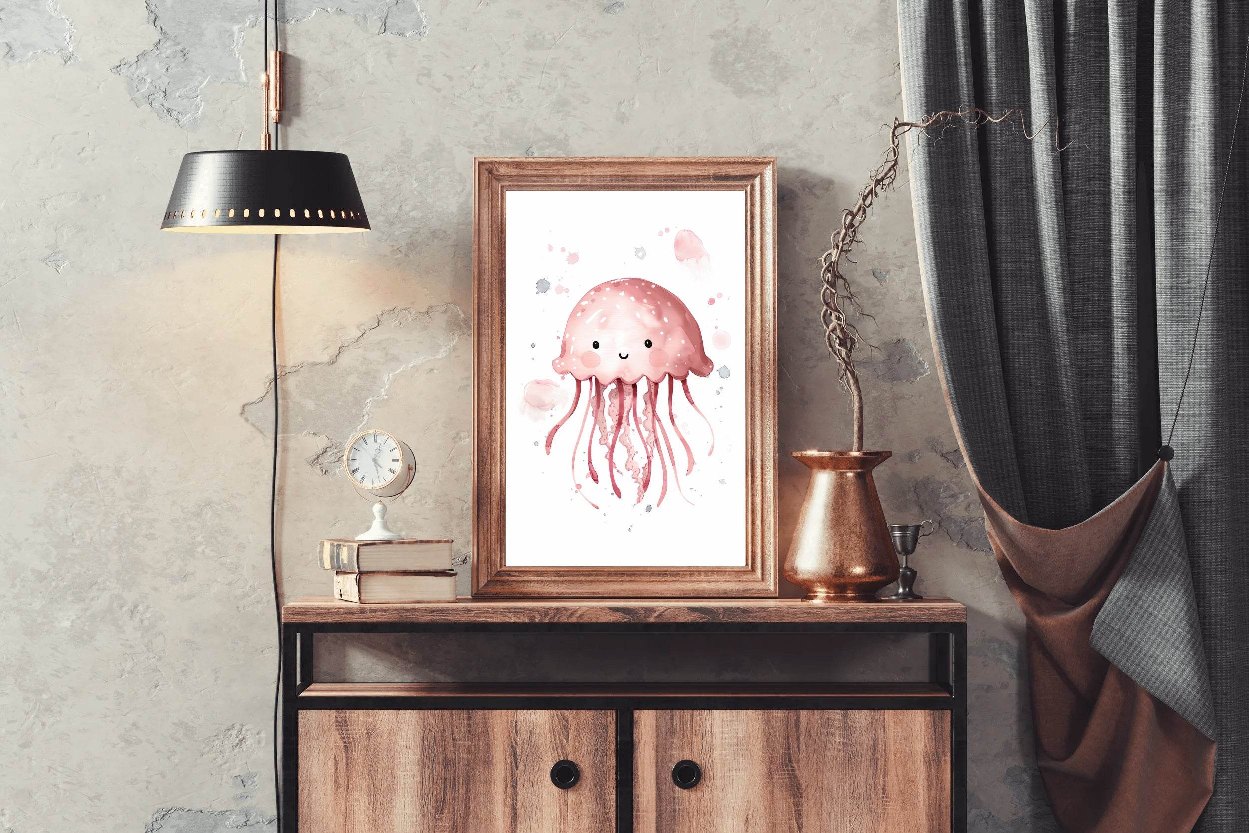 Pink Color Painting of an Octopus - beink online art store