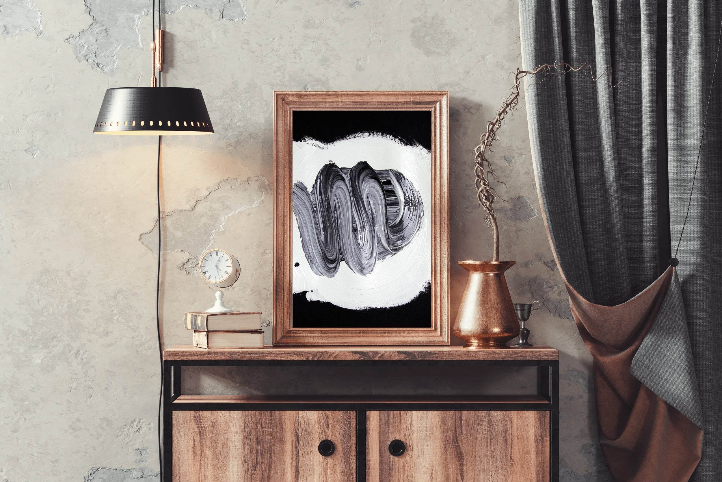 Pain Brush Stroke Black & White Wall Art - beink online art store