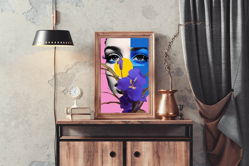 Modern Girl With Flowers Abstract Wall Art - beink online art store