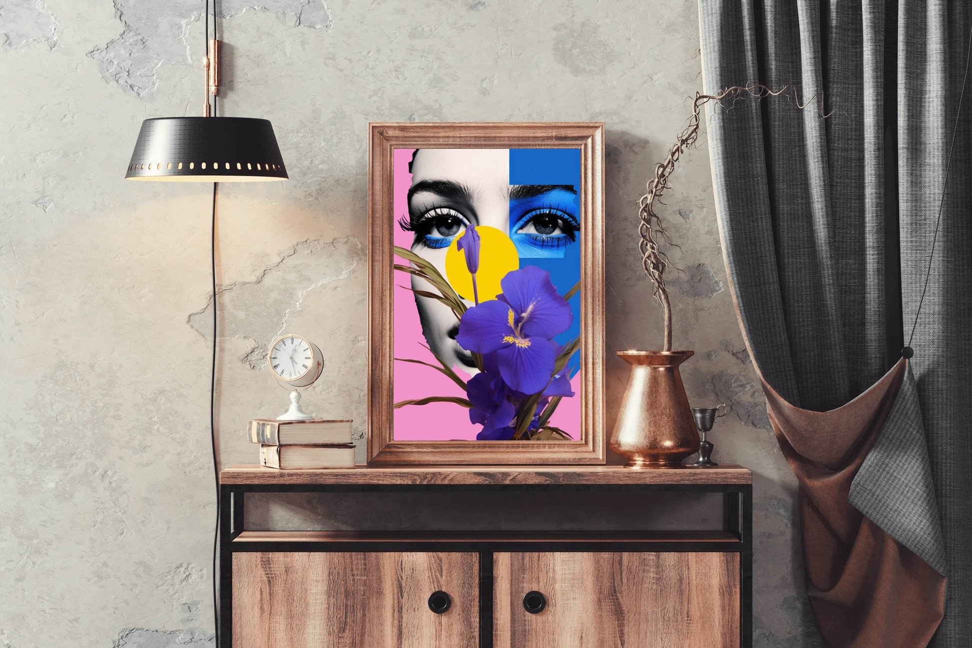 Modern Girl With Flowers Abstract Wall Art - beink online art store