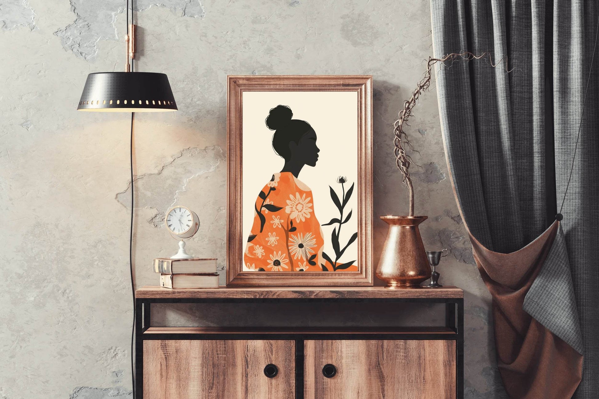Branch of A Plant in The Hand of A Black Woman Wall Art - beink online art store