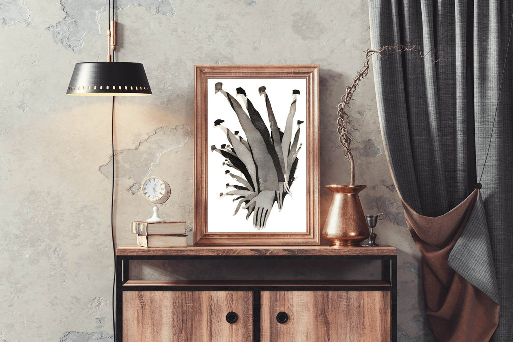 Black and White Interconnected Hands Wall Art - beink online art store