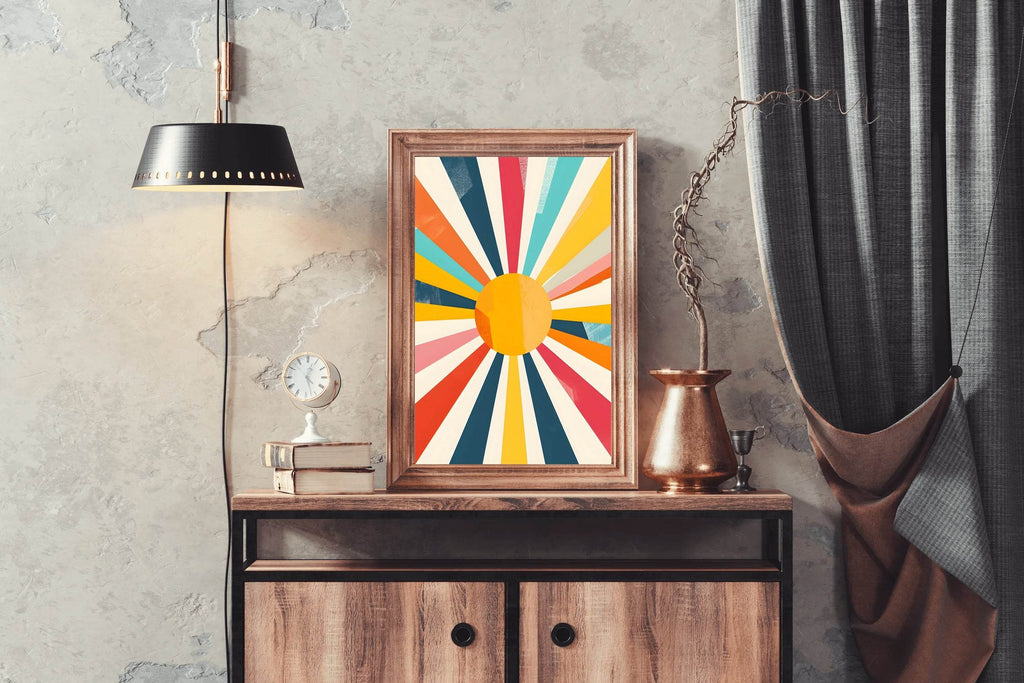Retro Sunburst Digital Art - beink online art store