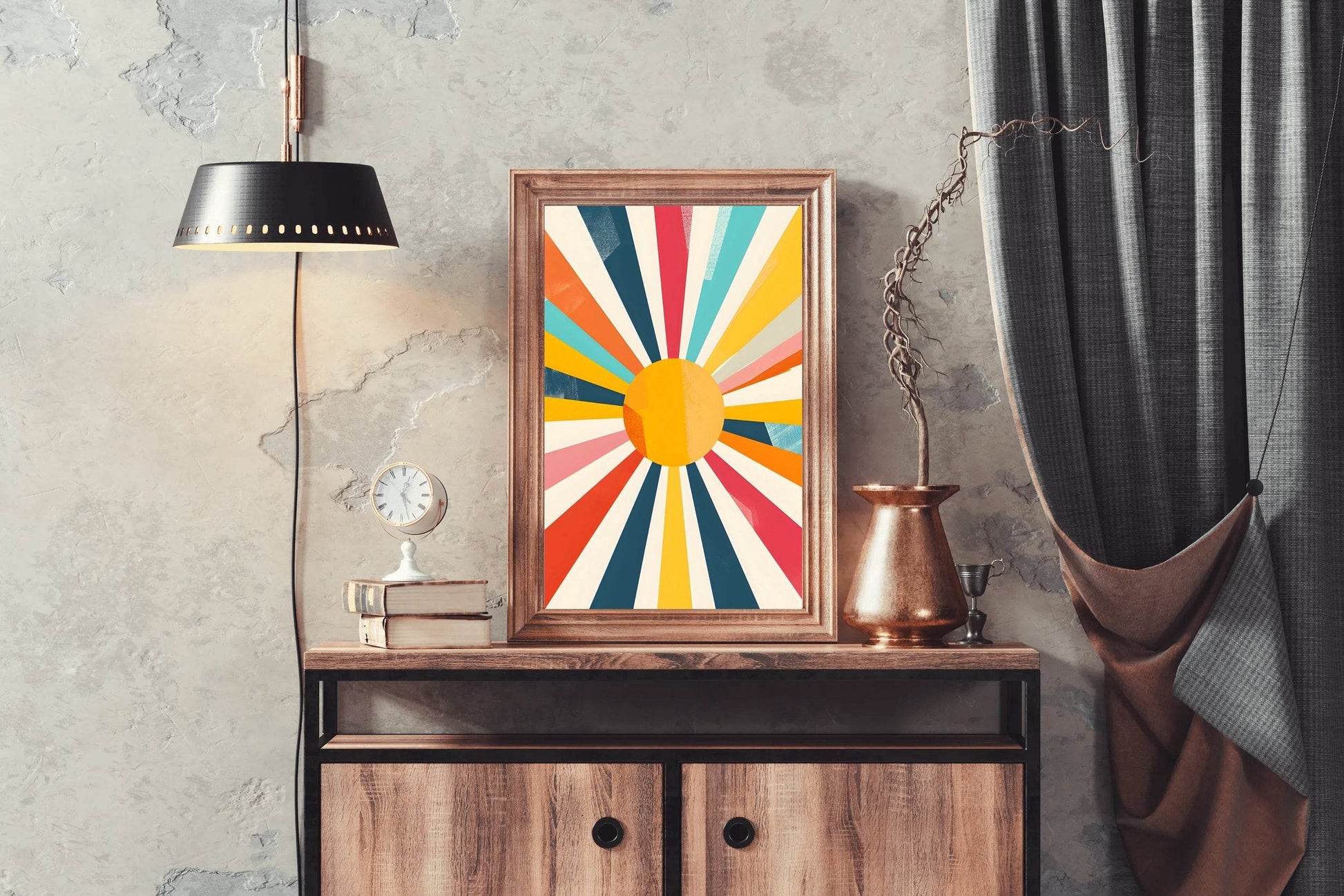Retro Sunburst Digital Art - beink online art store