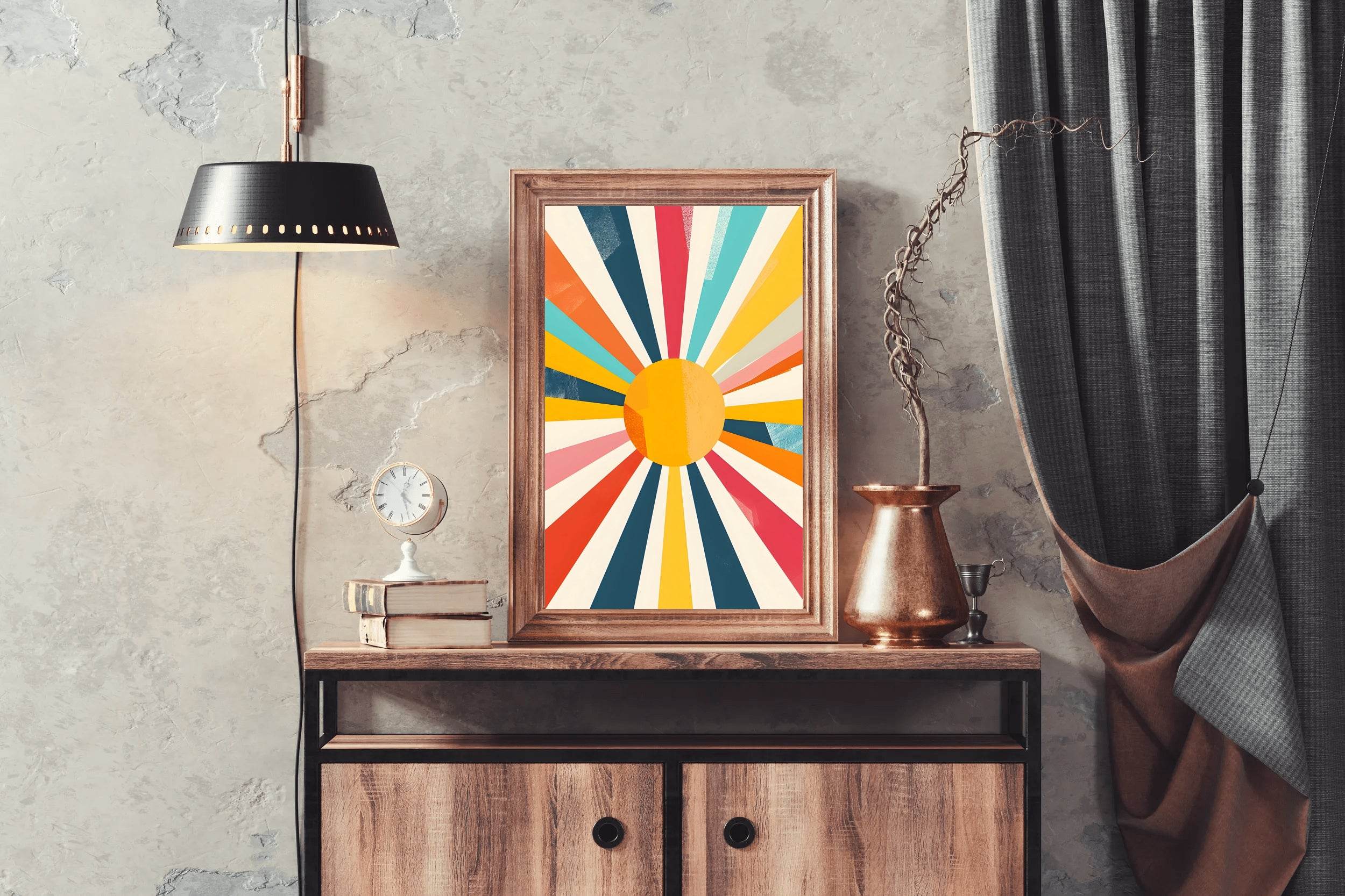 Retro Sunburst Digital Art - beink online art store