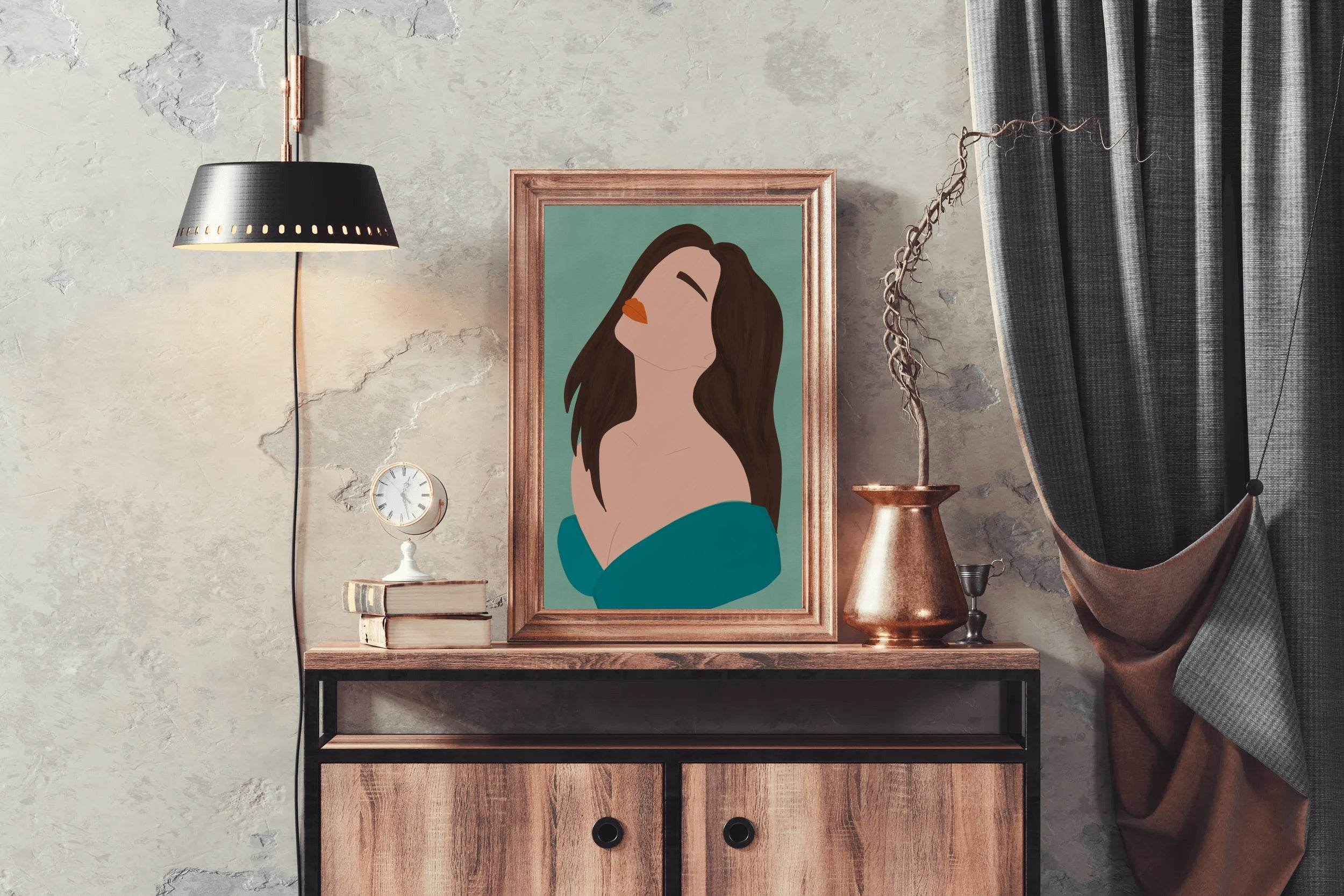 Sad Woman Face Wall Art - beink online art store