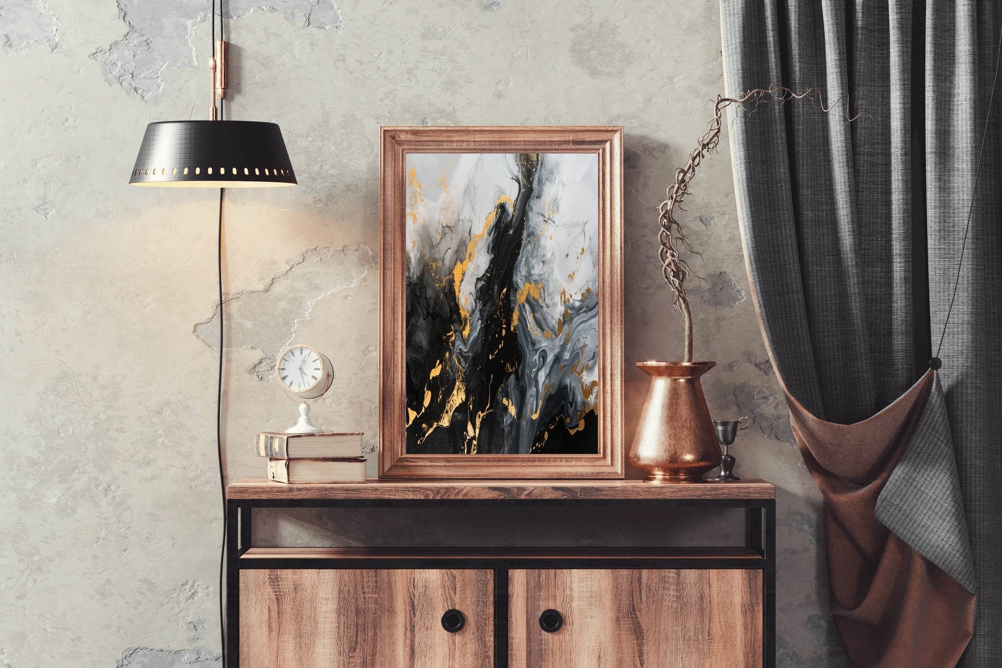 Mixed Black White And Gold Marble Wall Art - beink online art store