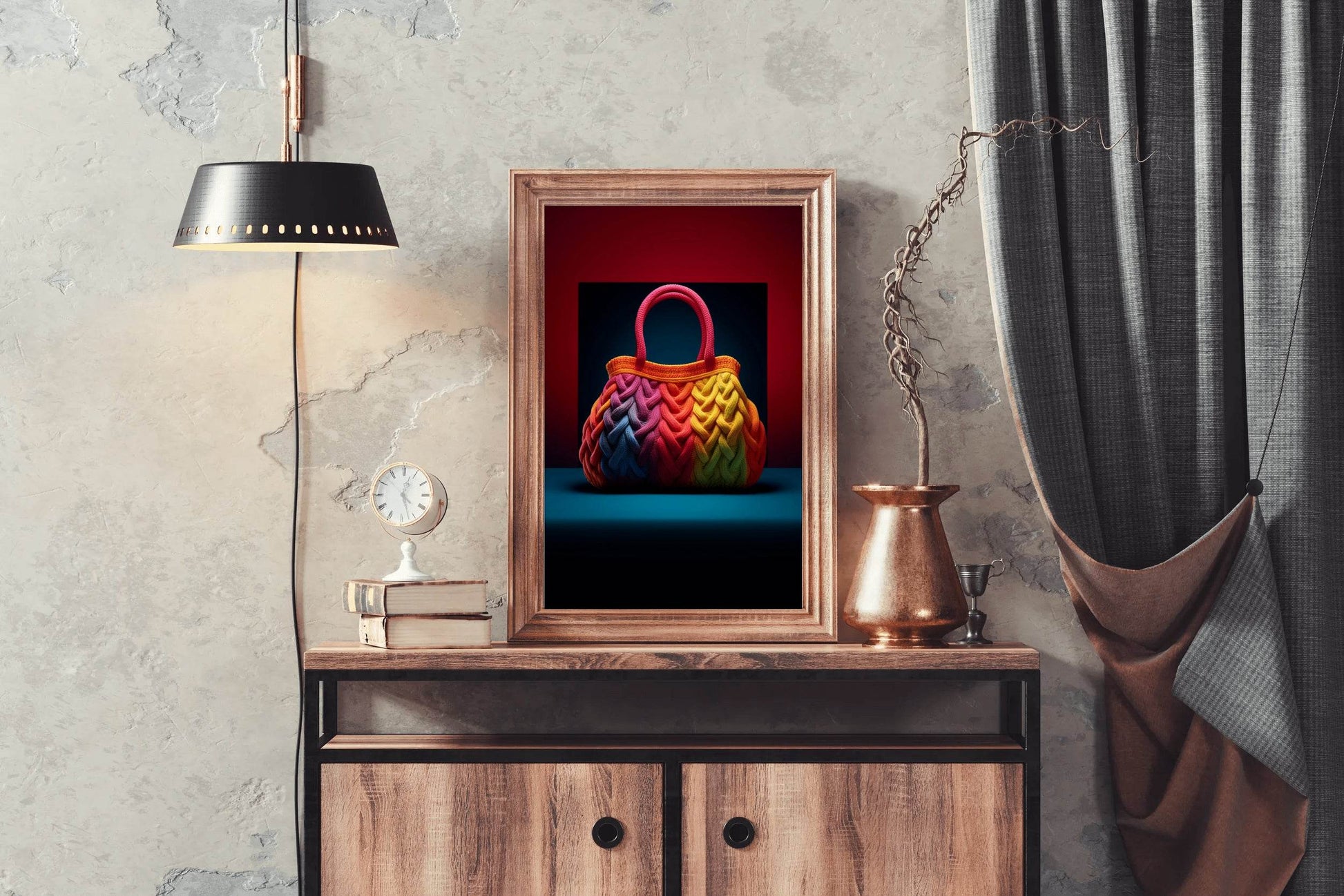 Colorful Knitted Bag Wall Art - beink online art store