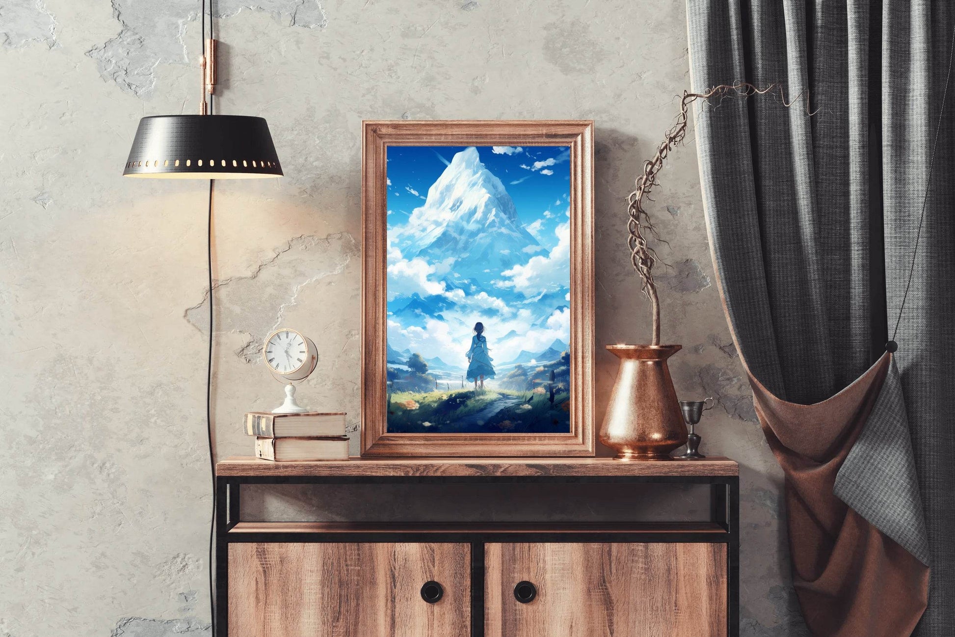 Fantasy Anime Style Scene in Mountain Wall Art - beink online art store