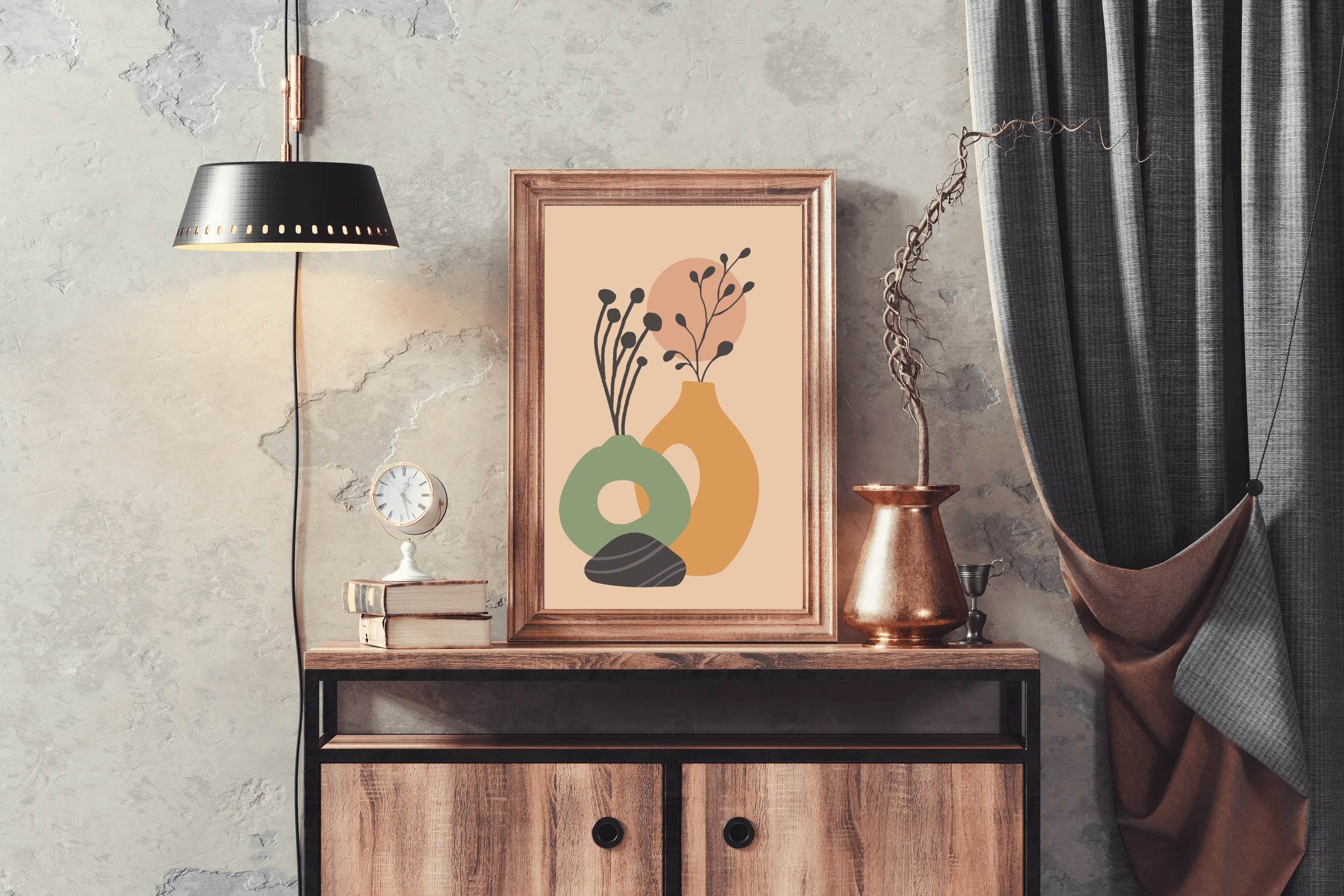 Vases and Plants With Beige Backround Art Work - beink online art store