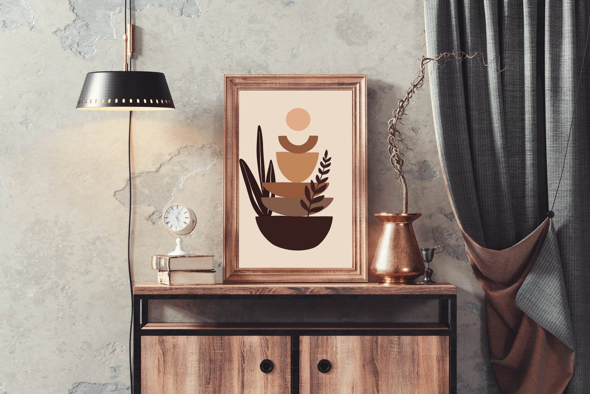 Abstract Botanical Art With Stacked Shapes ArtWork - beink online art store