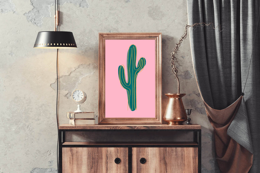 Green Cactus Painting Wall Art - beink online art store