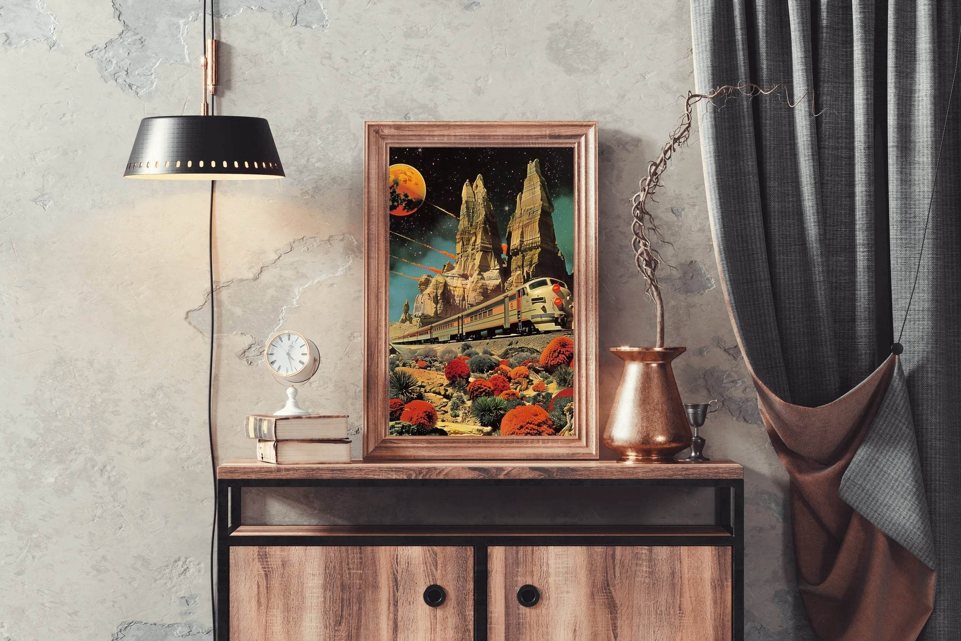 Painting Of A Train Passing Through The Plain Wall Art - beink online art store