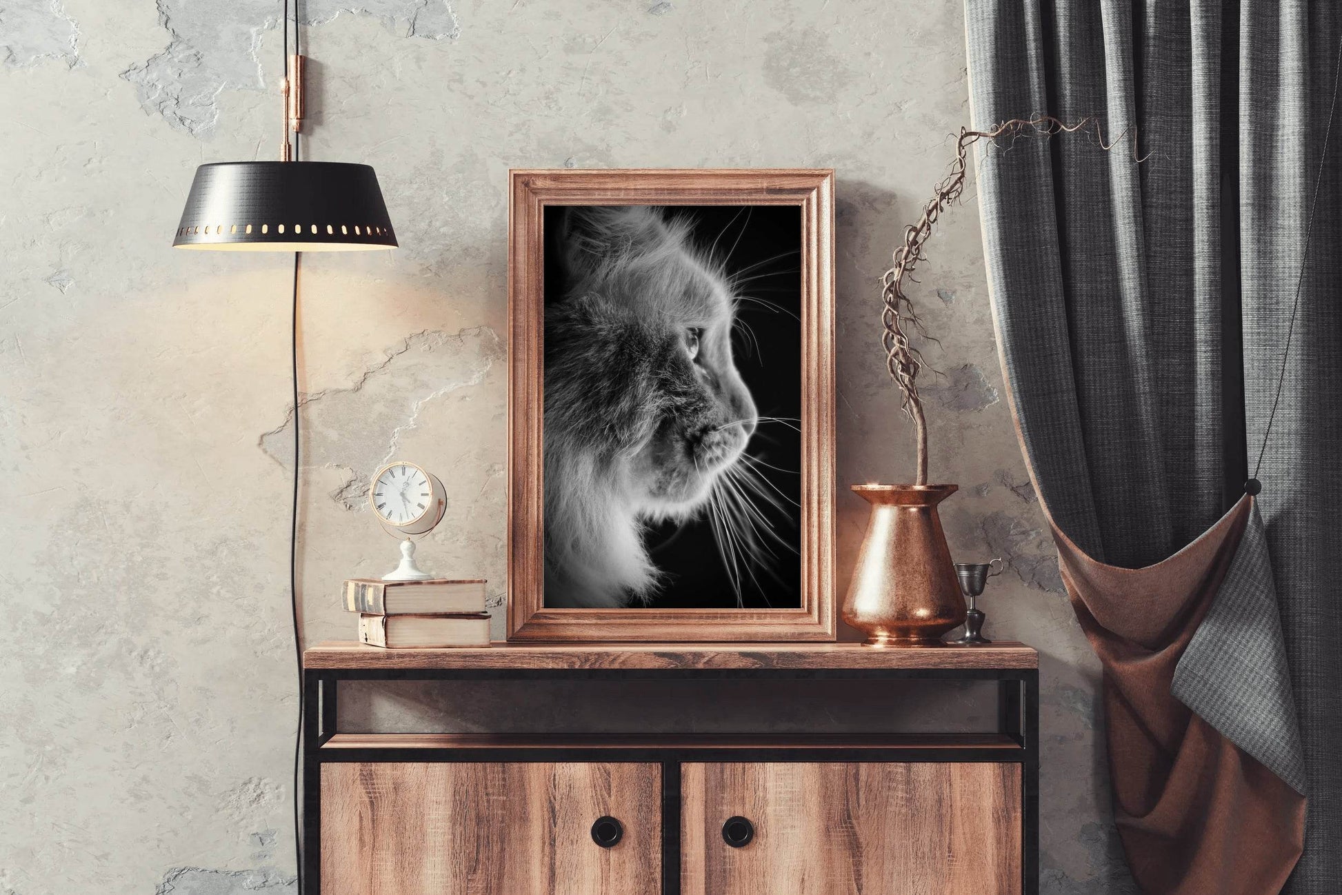 Siberian Cat Black & White Wall Art - beink online art store
