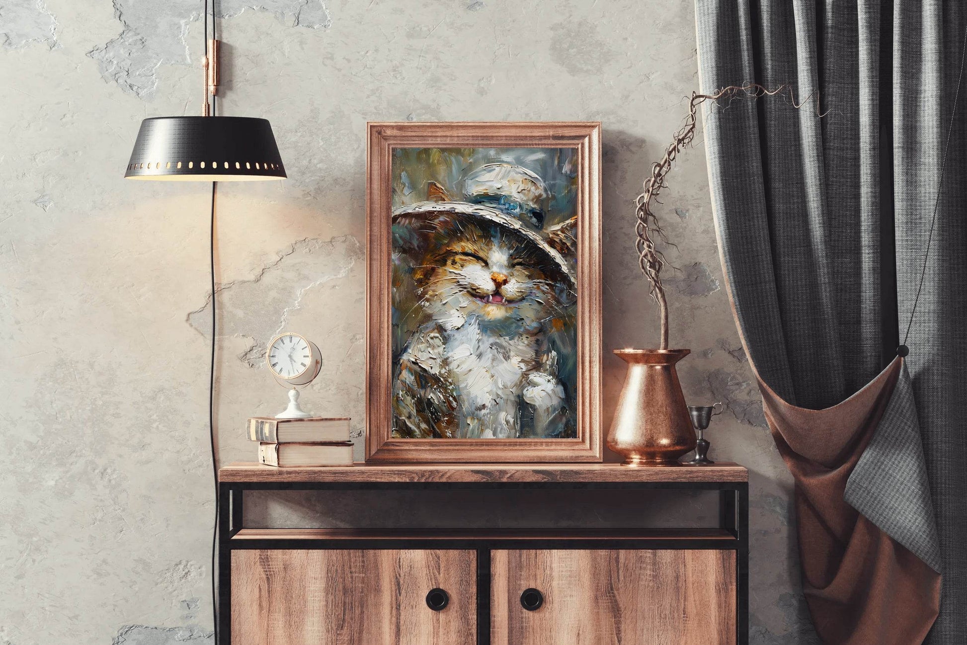 Hand Painted Illustration of Smiling Kitten - beink online art store