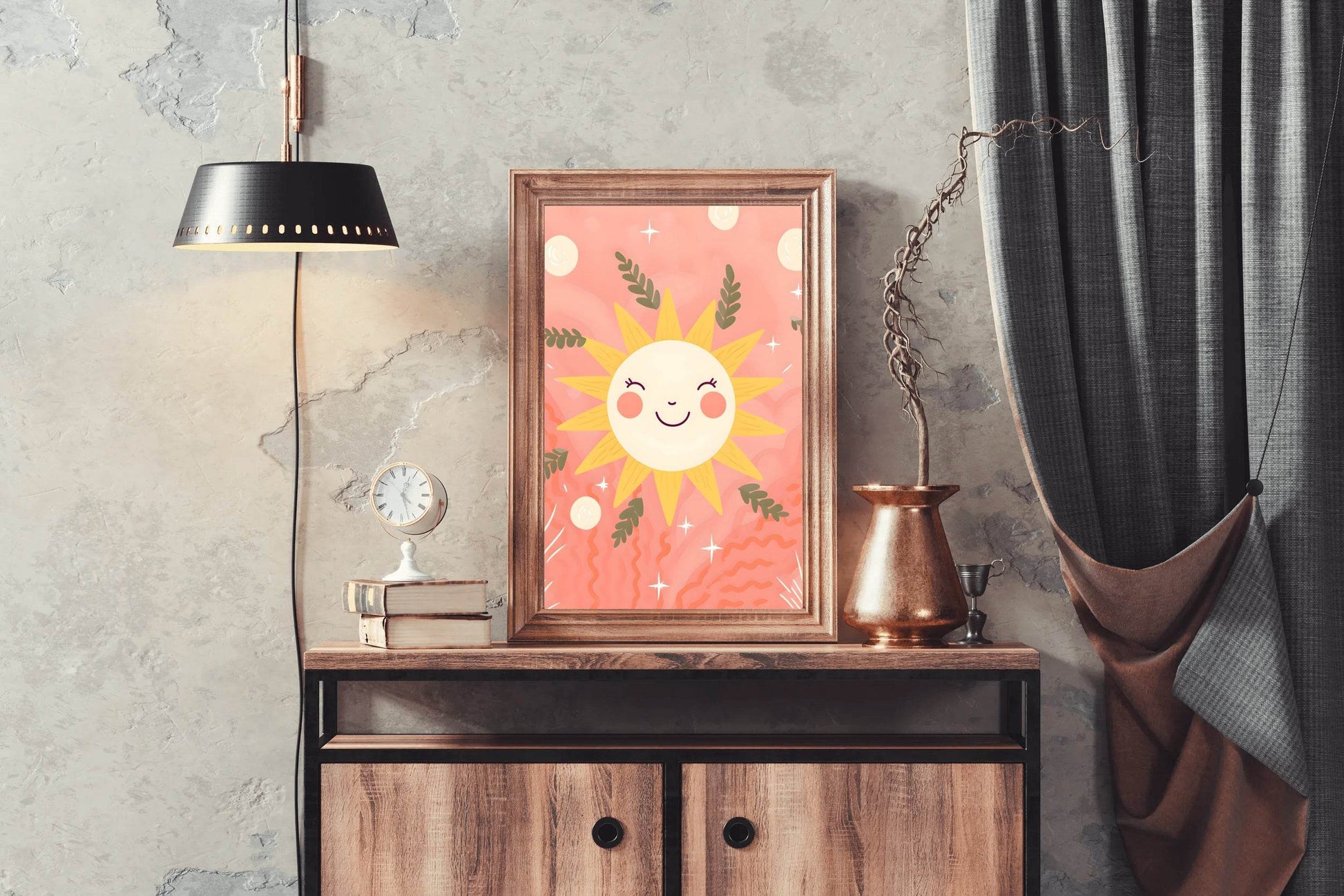 Illustration of Smiling Sun Wall Art - beink online art store