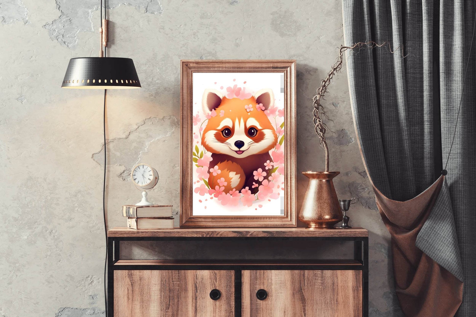 Painting of Smiling Red Teddy Cartoon - beink online art store
