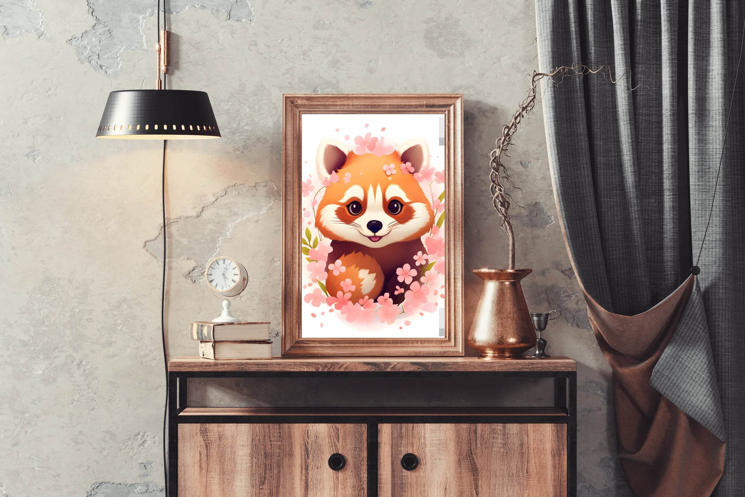 Painting of Smiling Red Teddy Cartoon - beink online art store