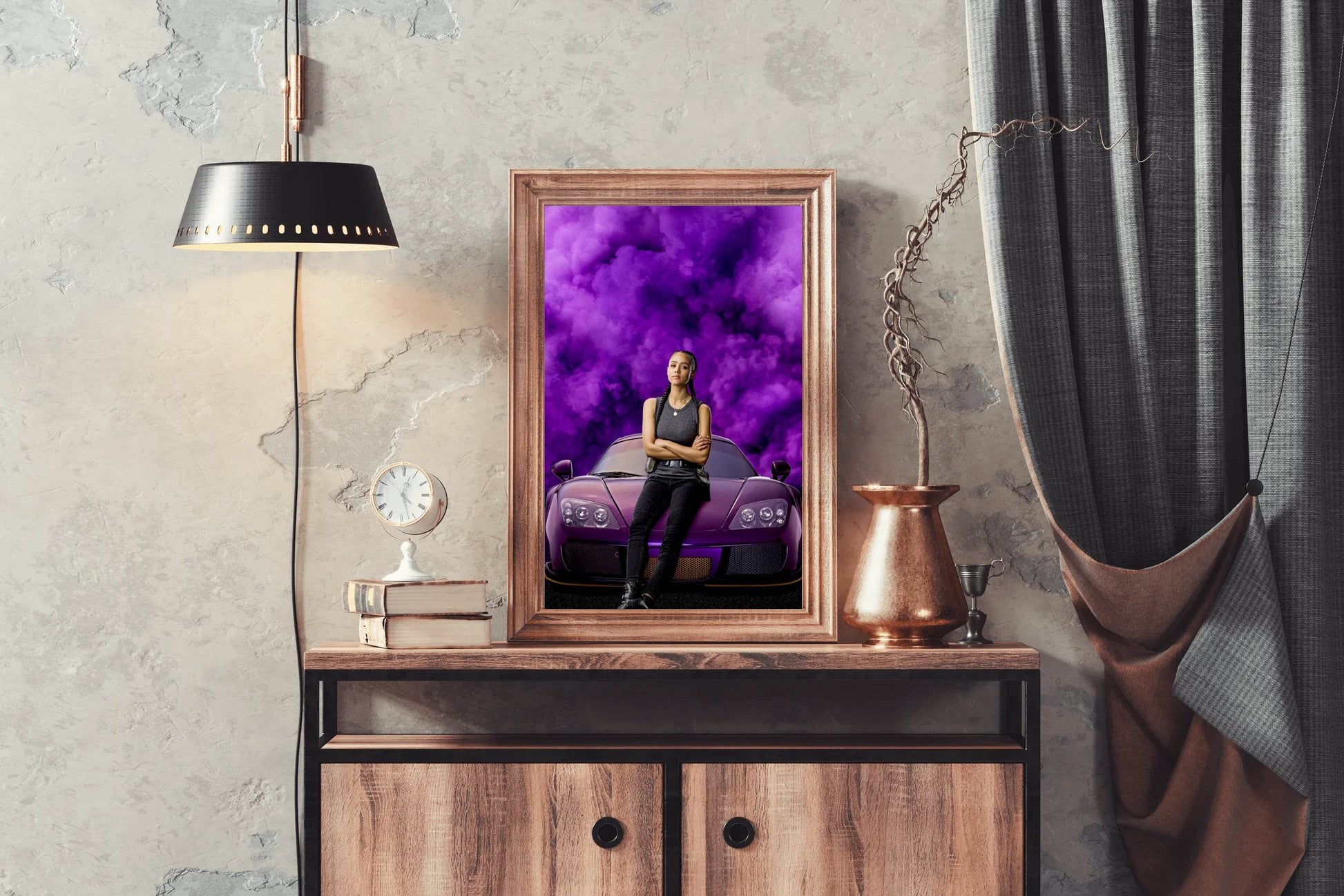 Fast and Furious 9 with Purple Smoke Background Wall Art - beink online art store