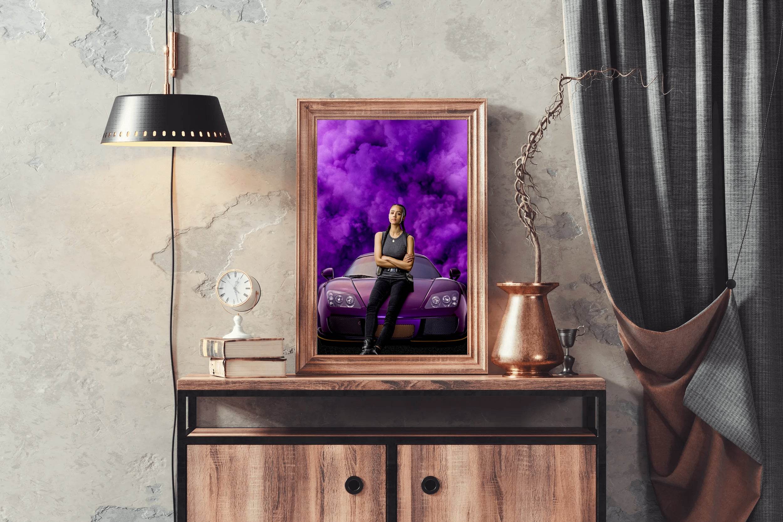 Fast and Furious 9 with Purple Smoke Background Wall Art - beink online art store