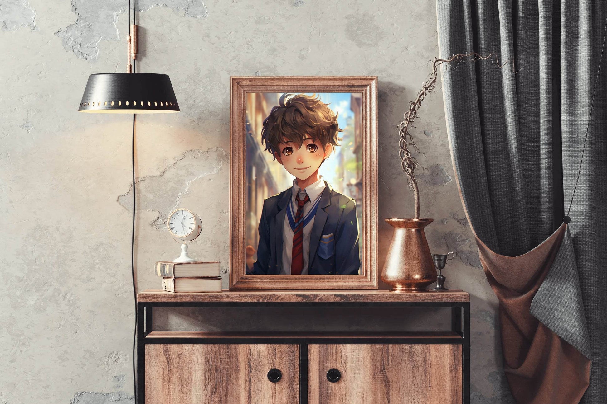 Anime style portrait of young Student school in Uniform Wall Art - beink online art store