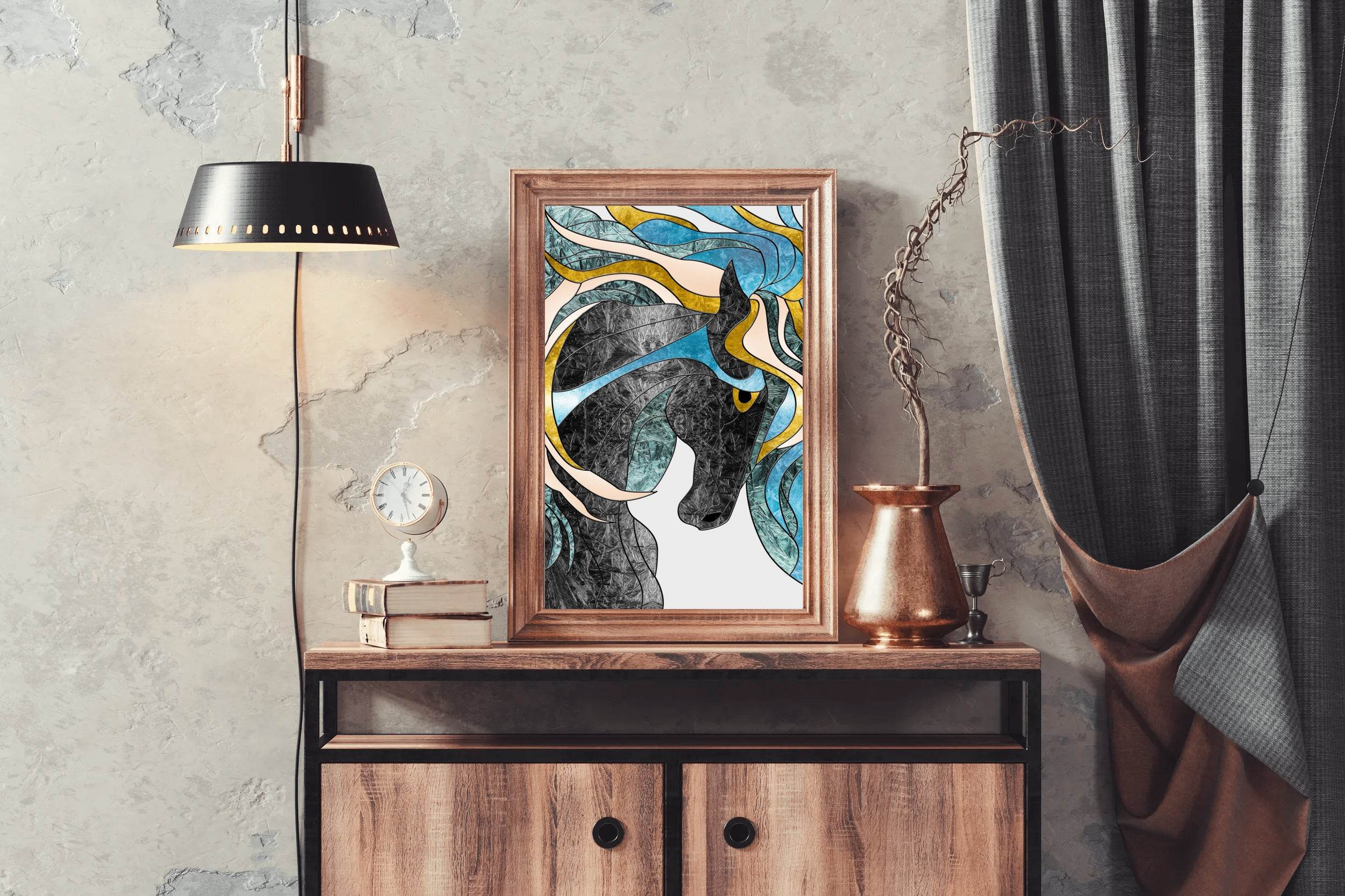 Stained Glass Stallion Modern Wall Art - beink online art store