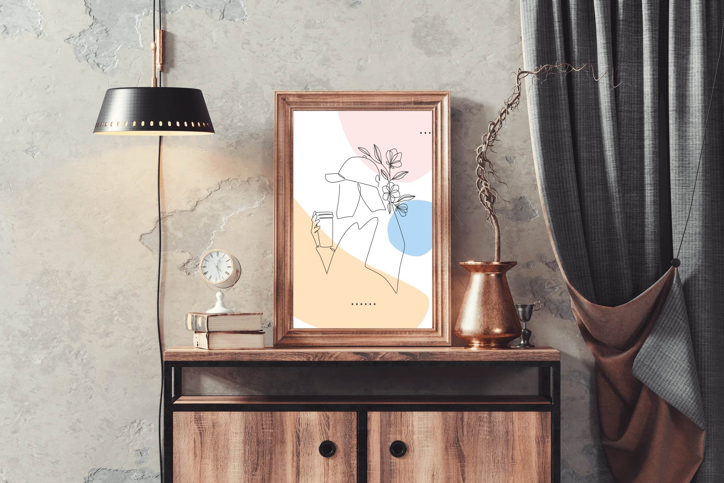 Beautiful Woman Drinking Coffee Wall Art - beink online art store