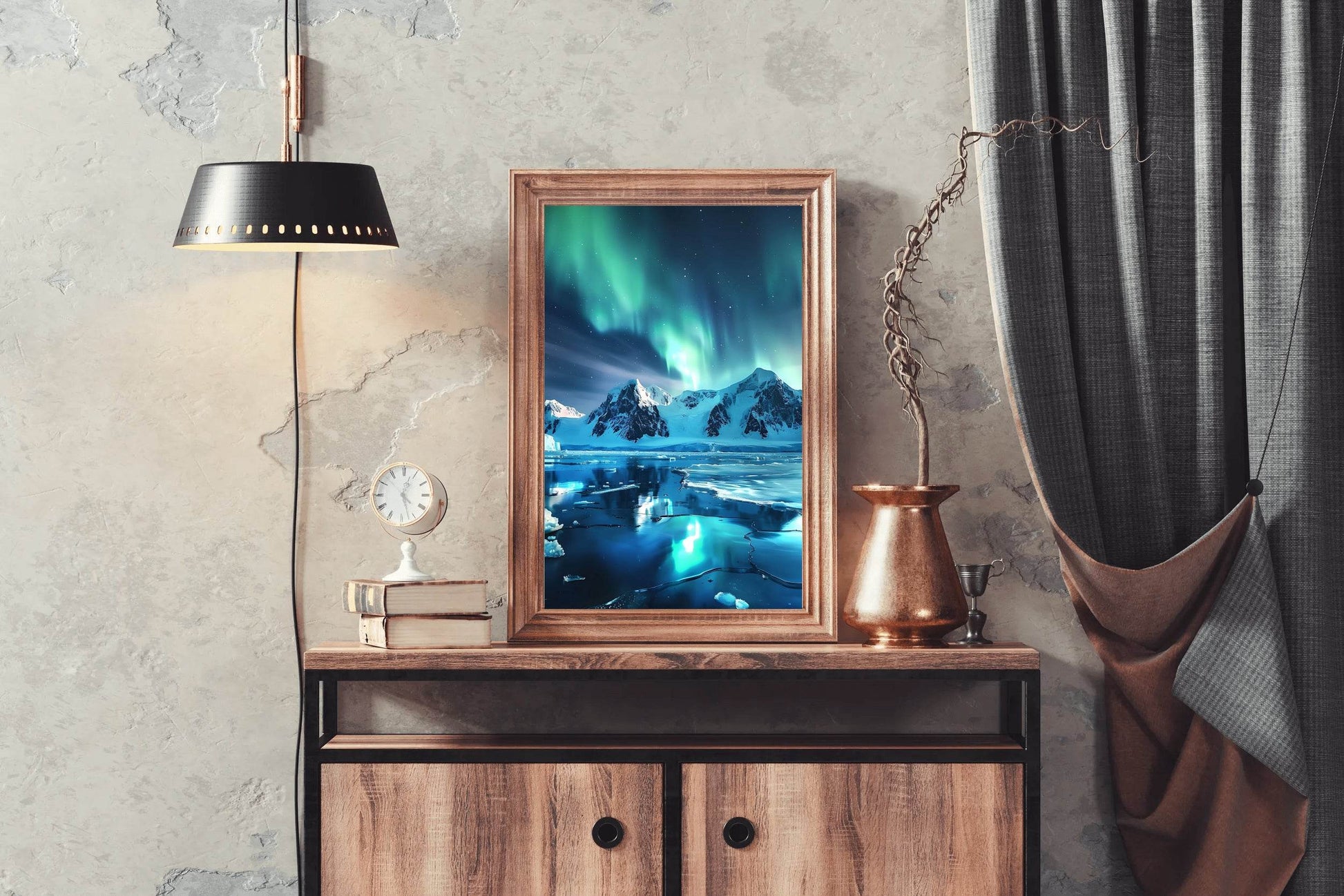 Northern Lights Over Antarctic Peaks wall Art - beink online art store