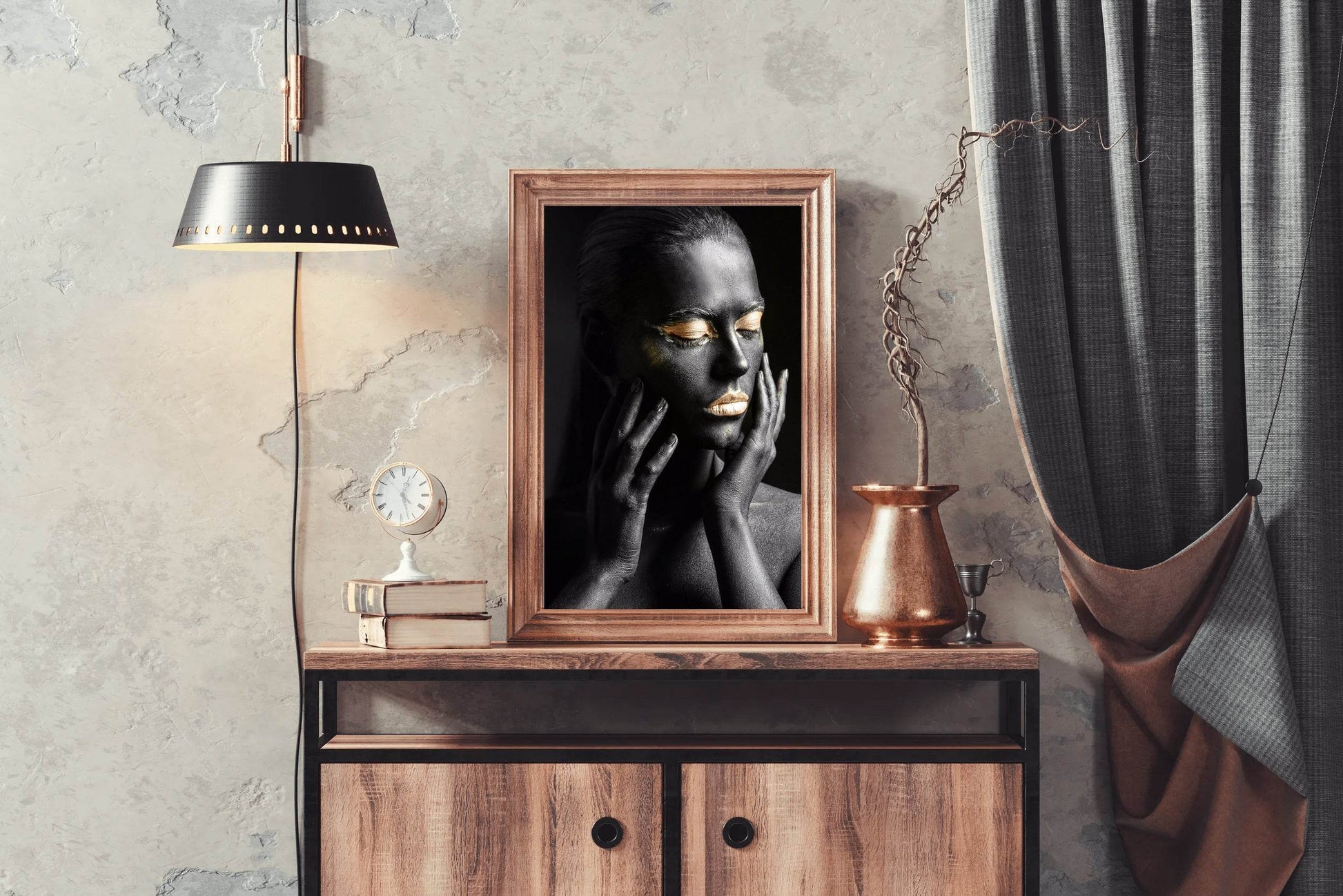 Black Face With Golden Eyes Wall Art - beink online art store