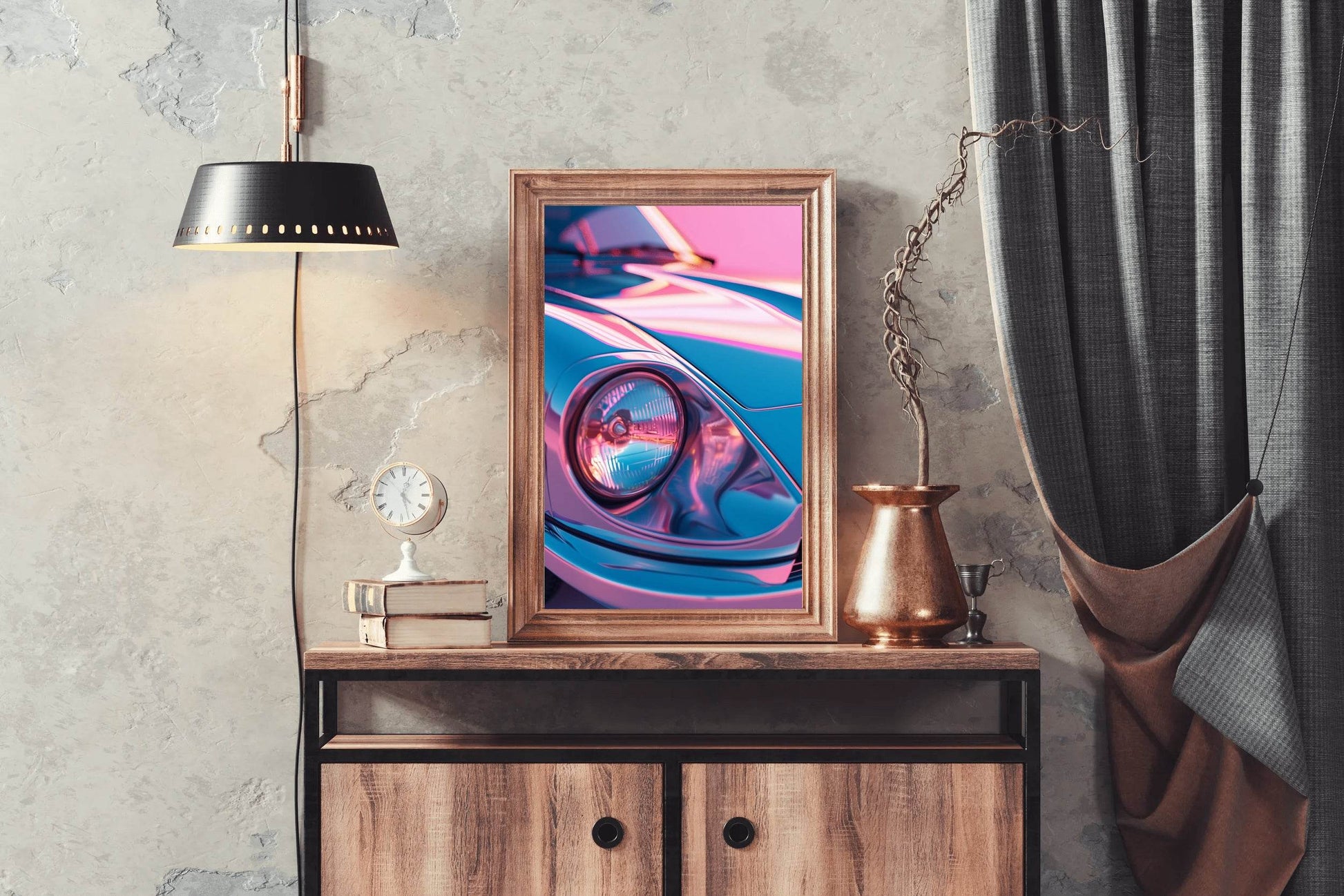 Neon Pink Porsche 911 Wall Art - beink online art store