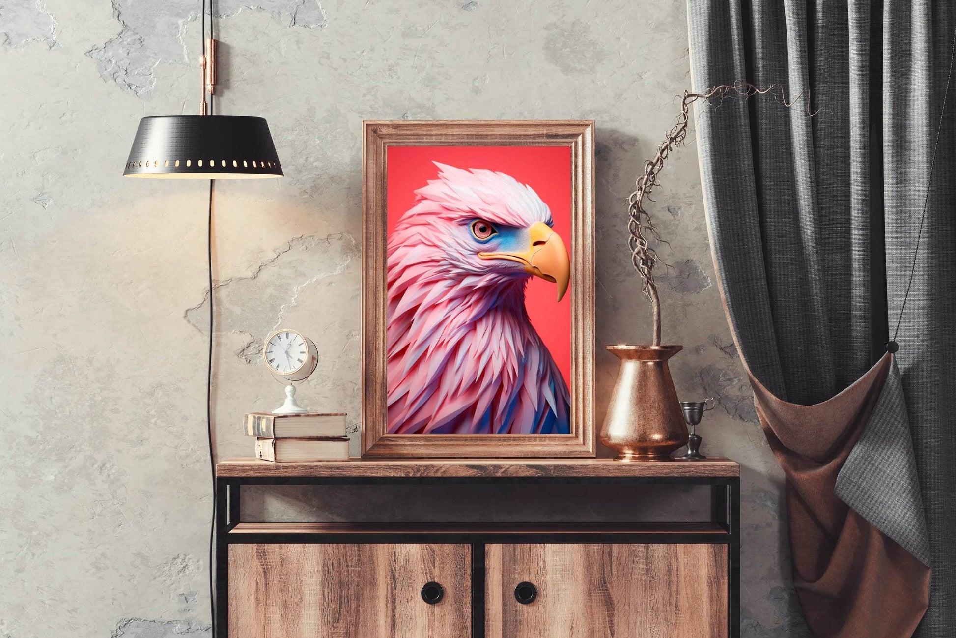 Pink and Blue Painted Eagle Bird Wall Art - beink online art store