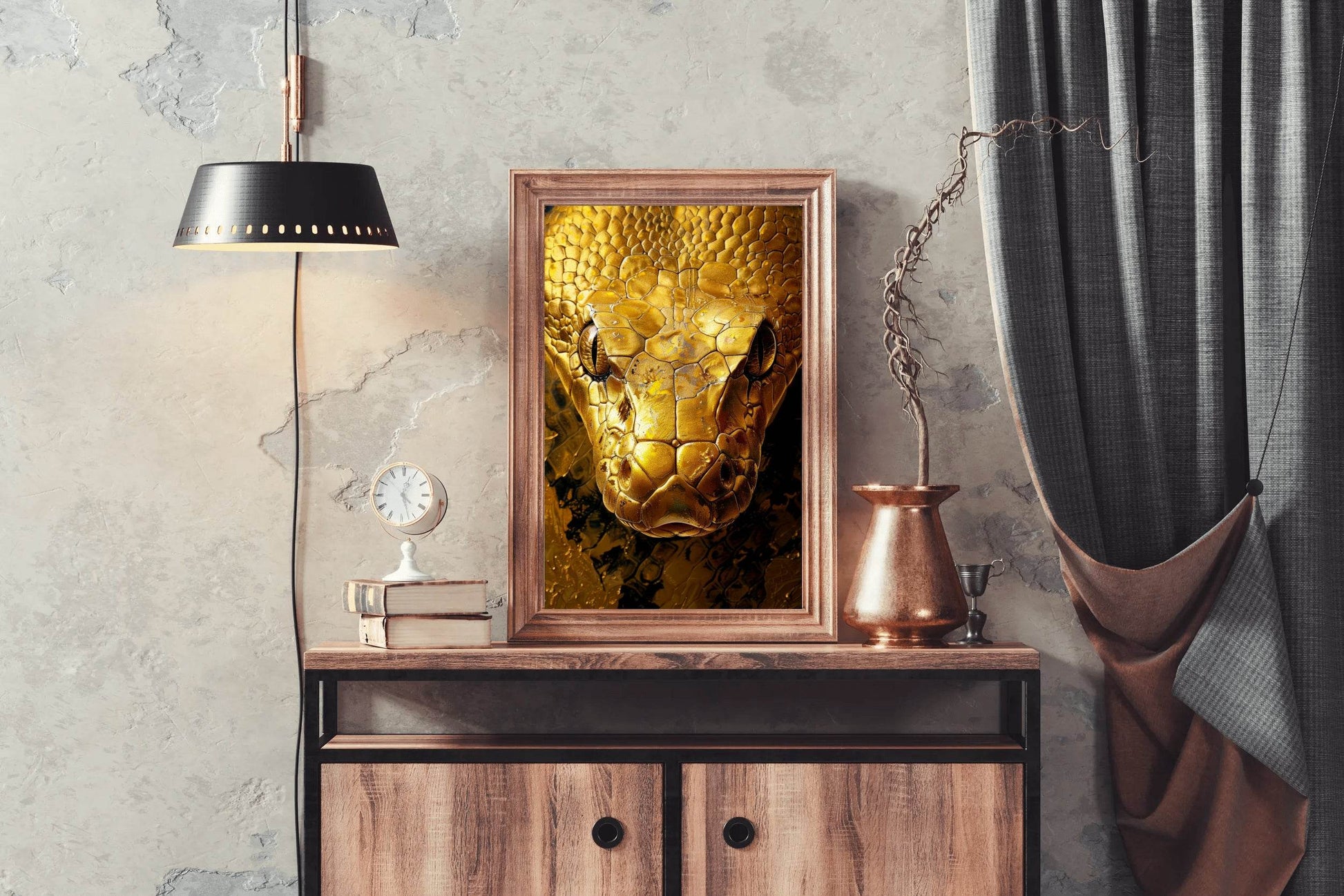 Golden Anaconda Snake Wall Art - beink online art store