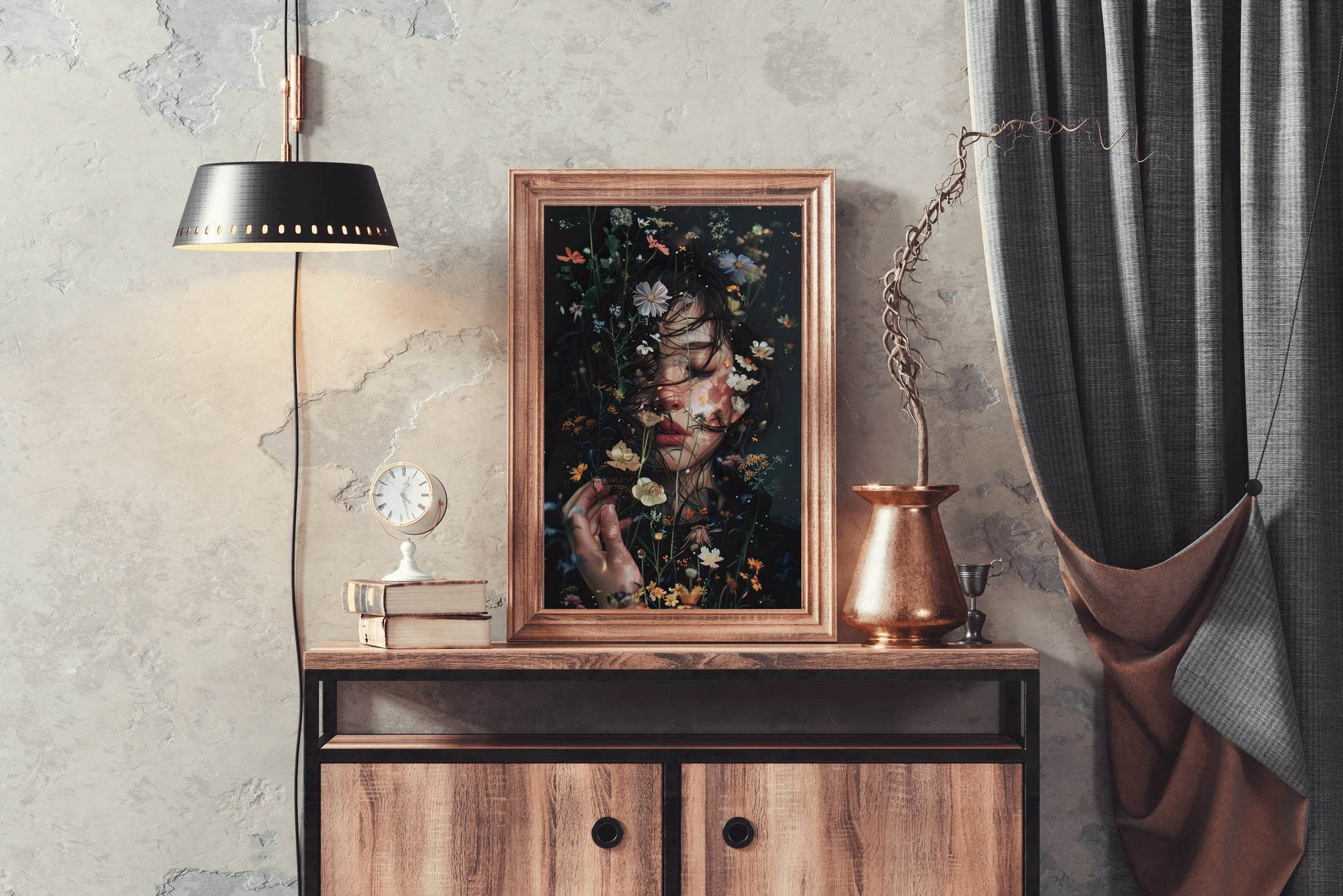 A Self Portrait With Flowers Digital Art - beink online art store