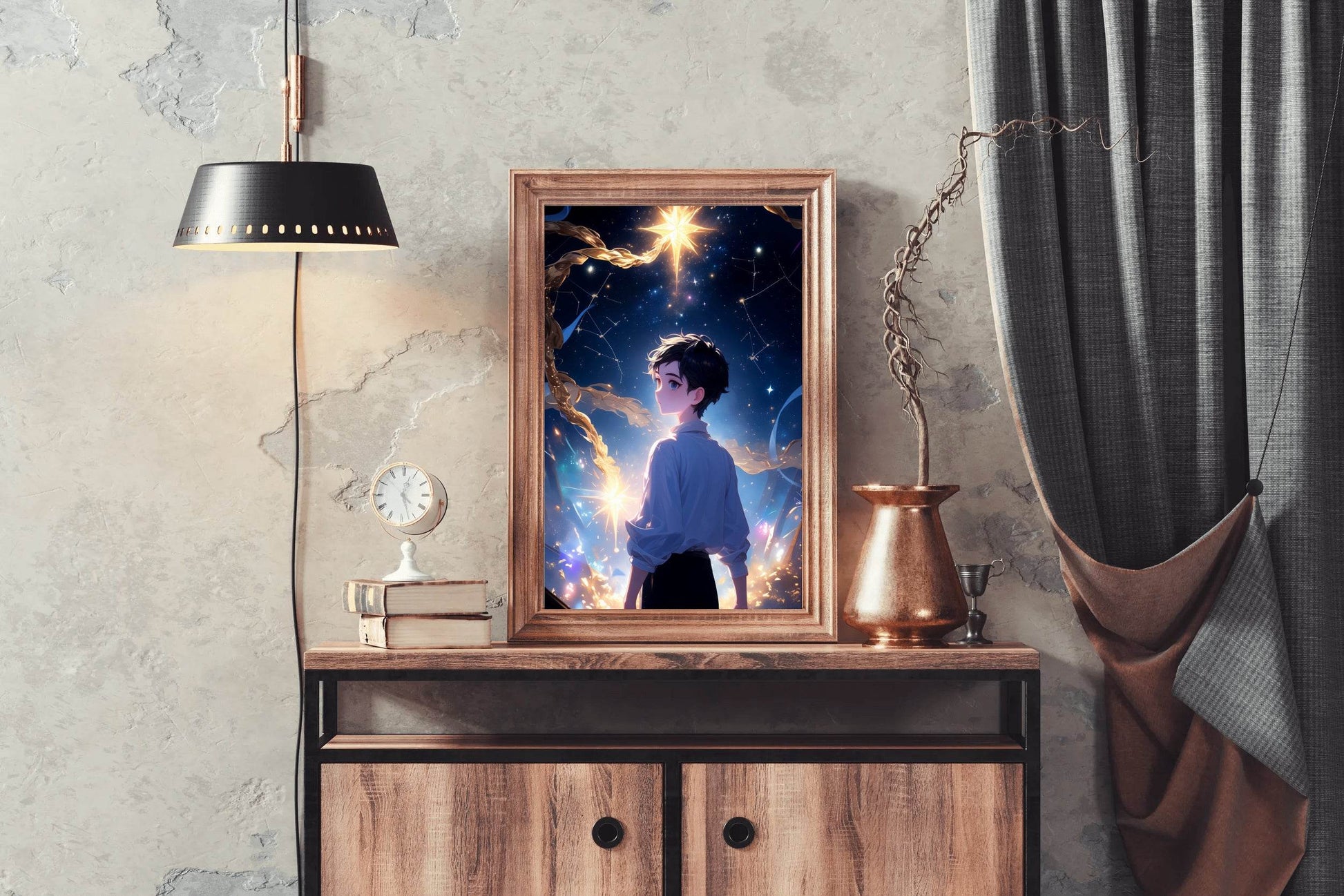 Portrait of Anime character with Stars Anime Wall Art - beink online art store